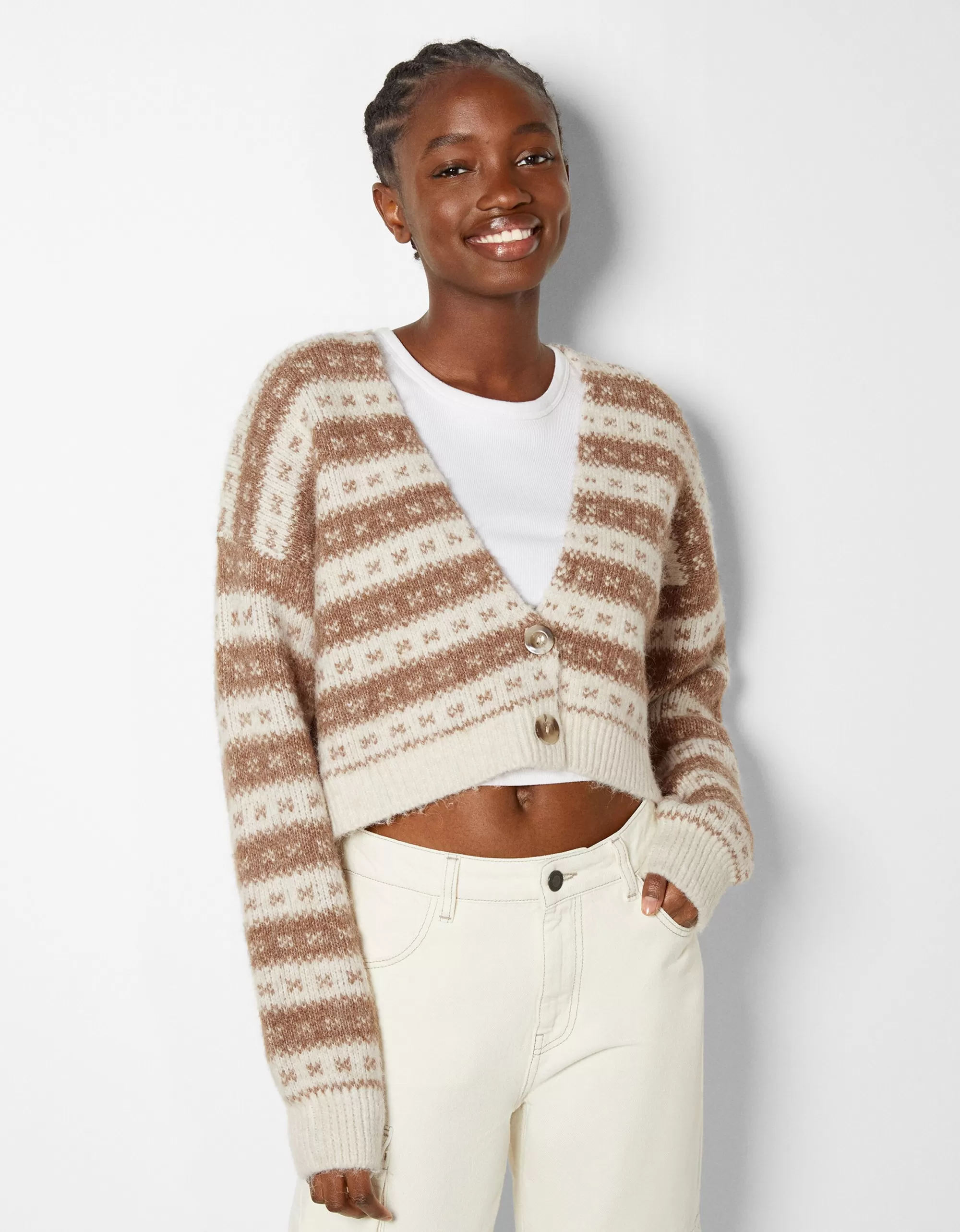 MUJER BERSHKA Cárdigan jacquardbotones