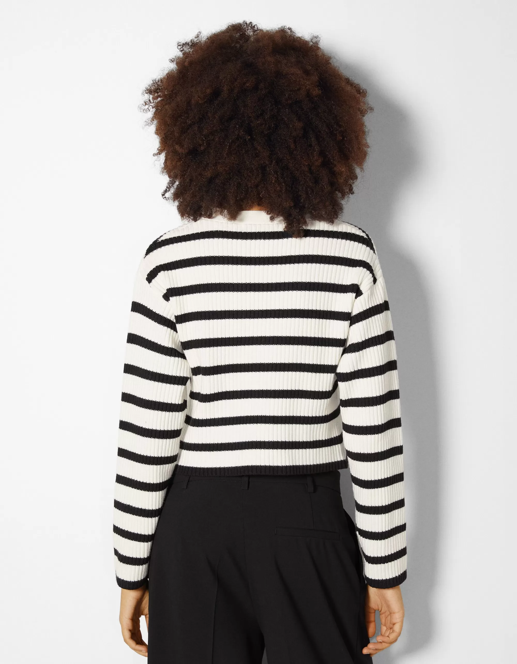 MUJER BERSHKA Cárdigan rib rayas