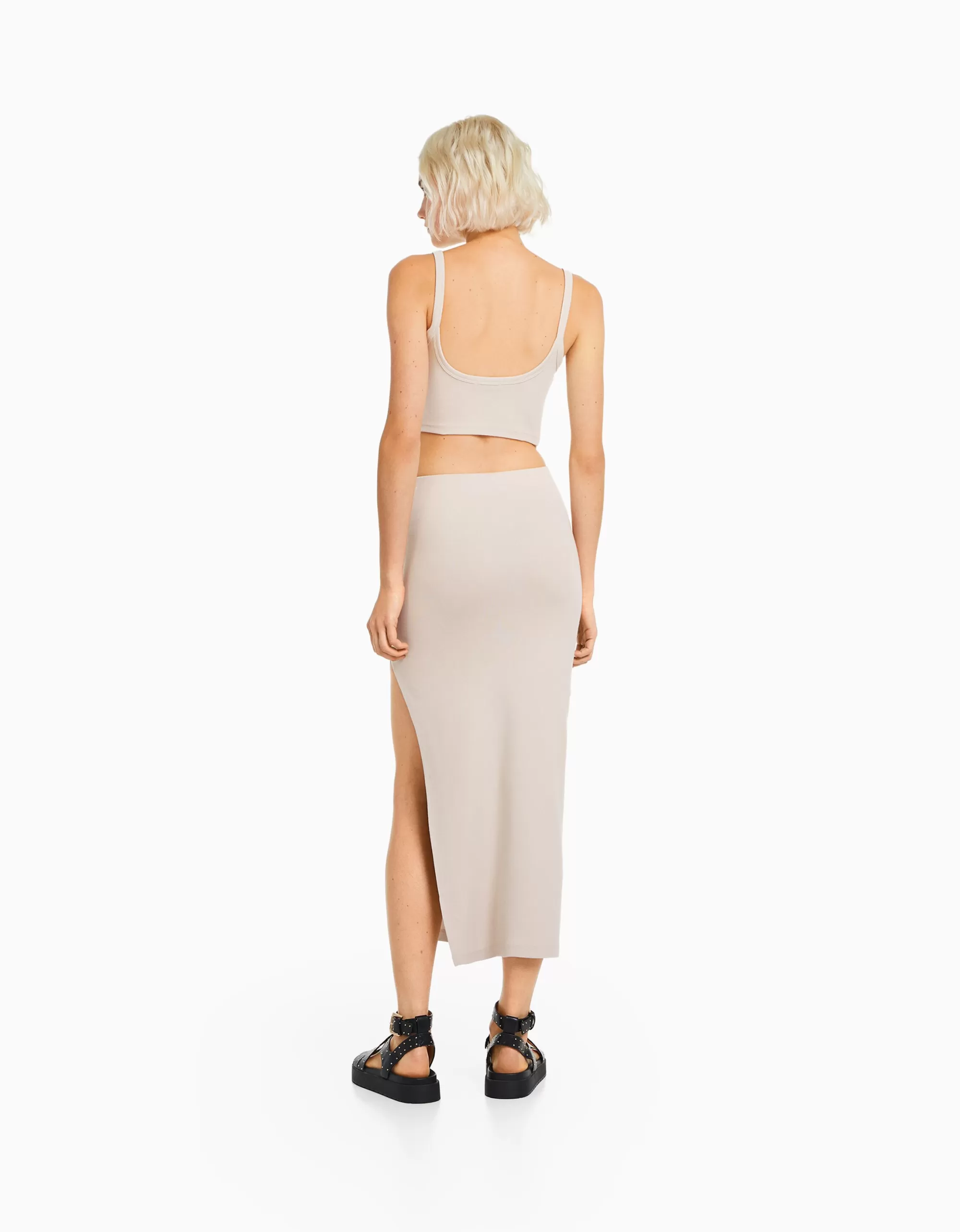 MUJER BERSHKA Falda larga algodón