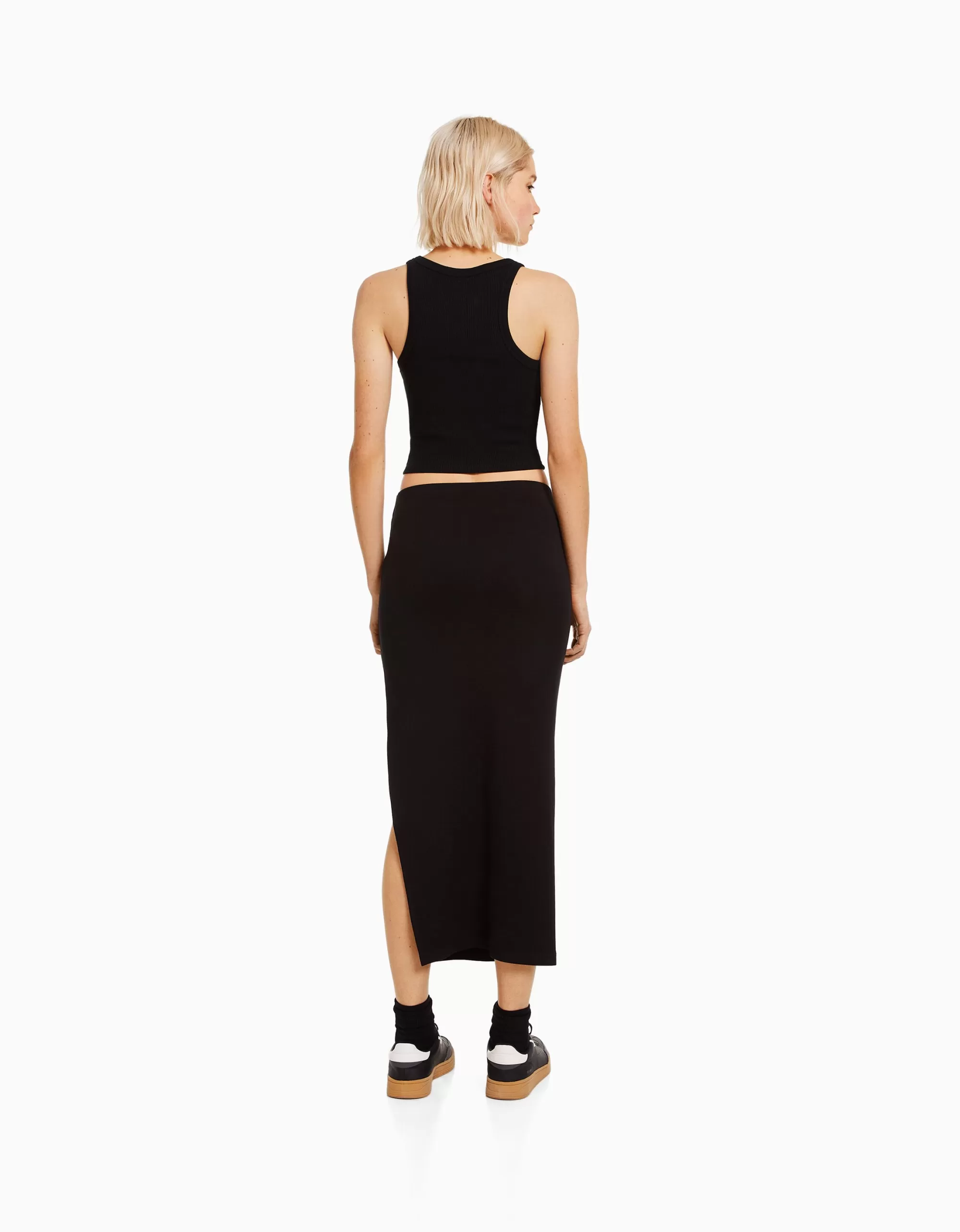 MUJER BERSHKA Falda larga algodón