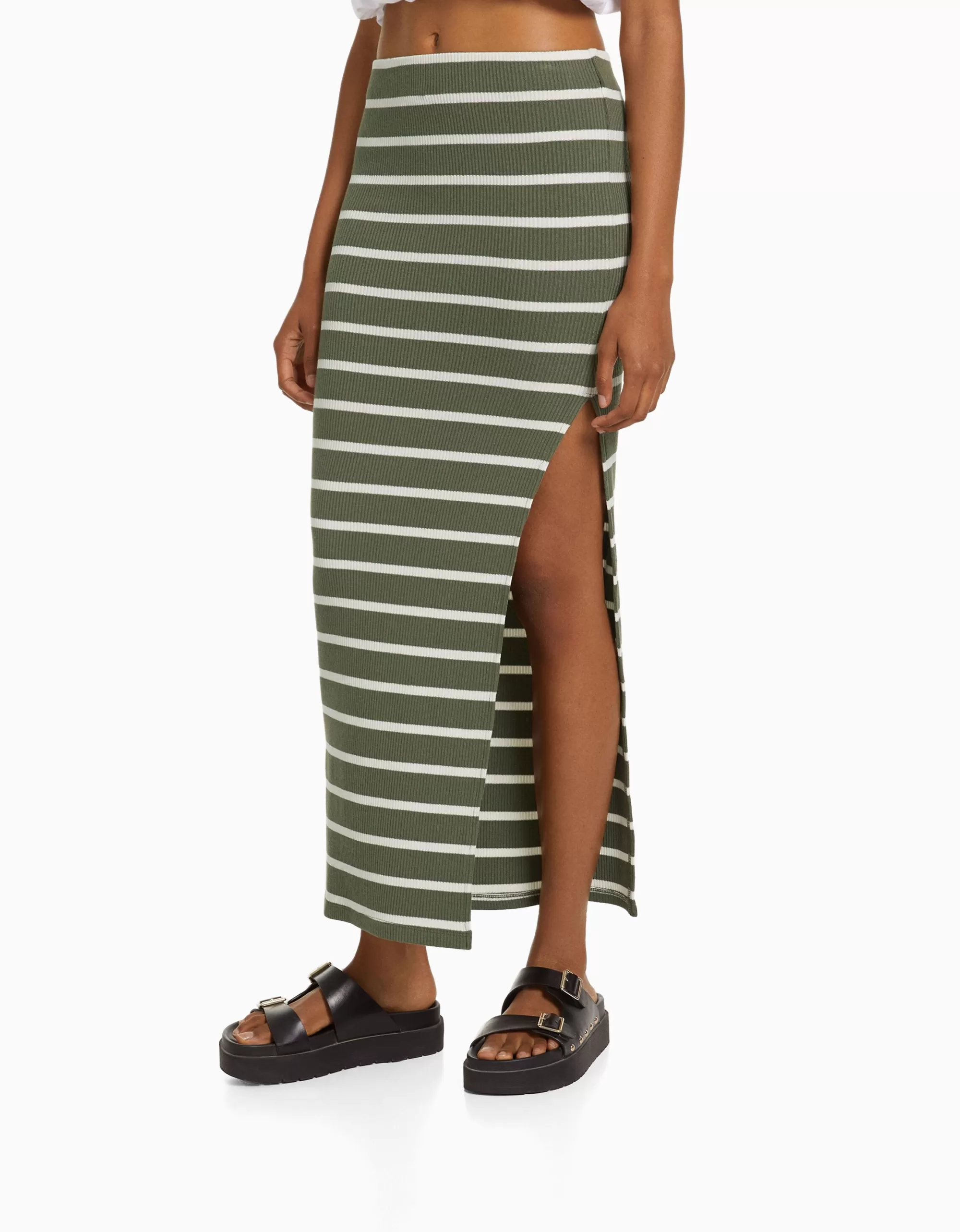 MUJER BERSHKA Falda midi rayas