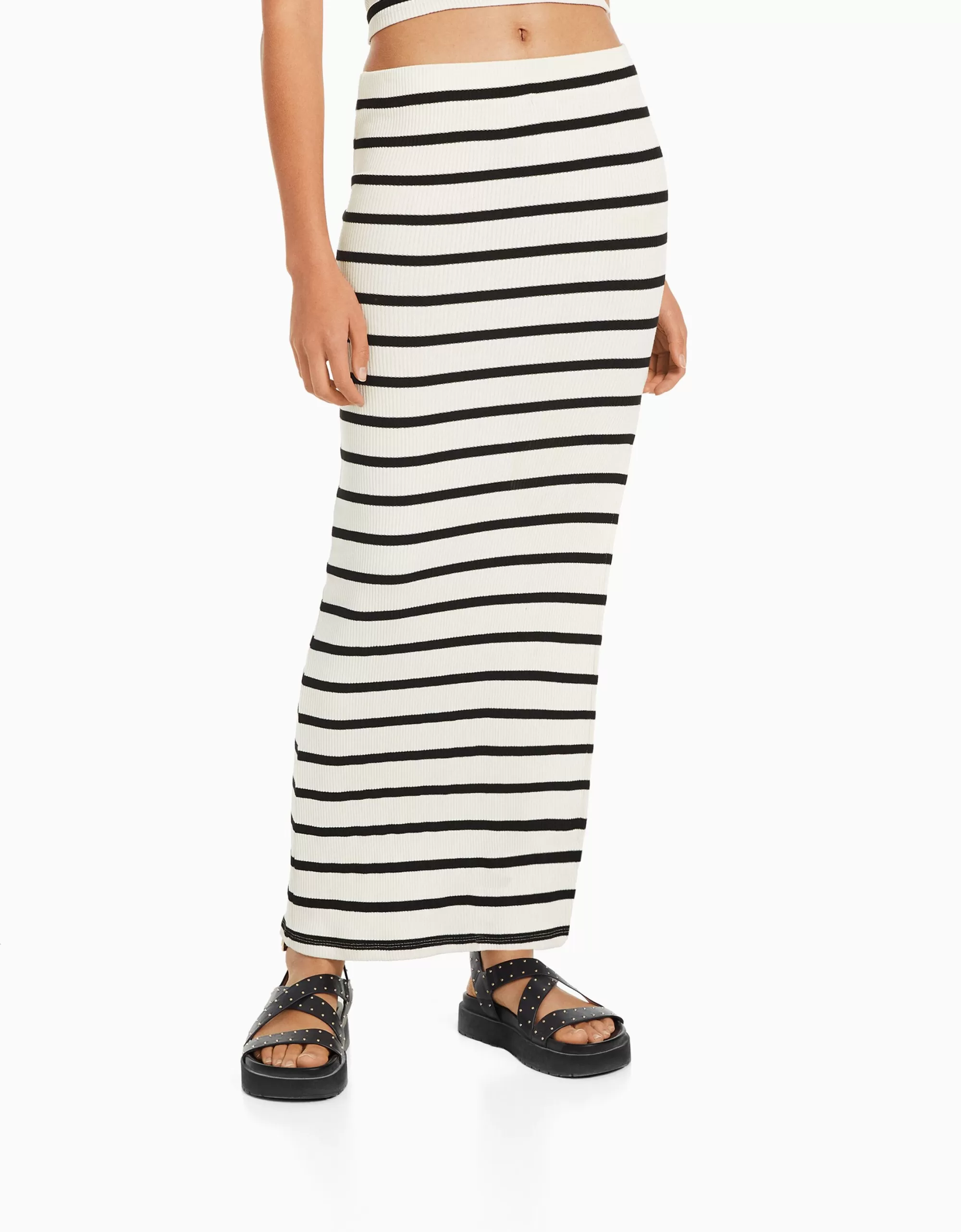 MUJER BERSHKA Falda midi rayas