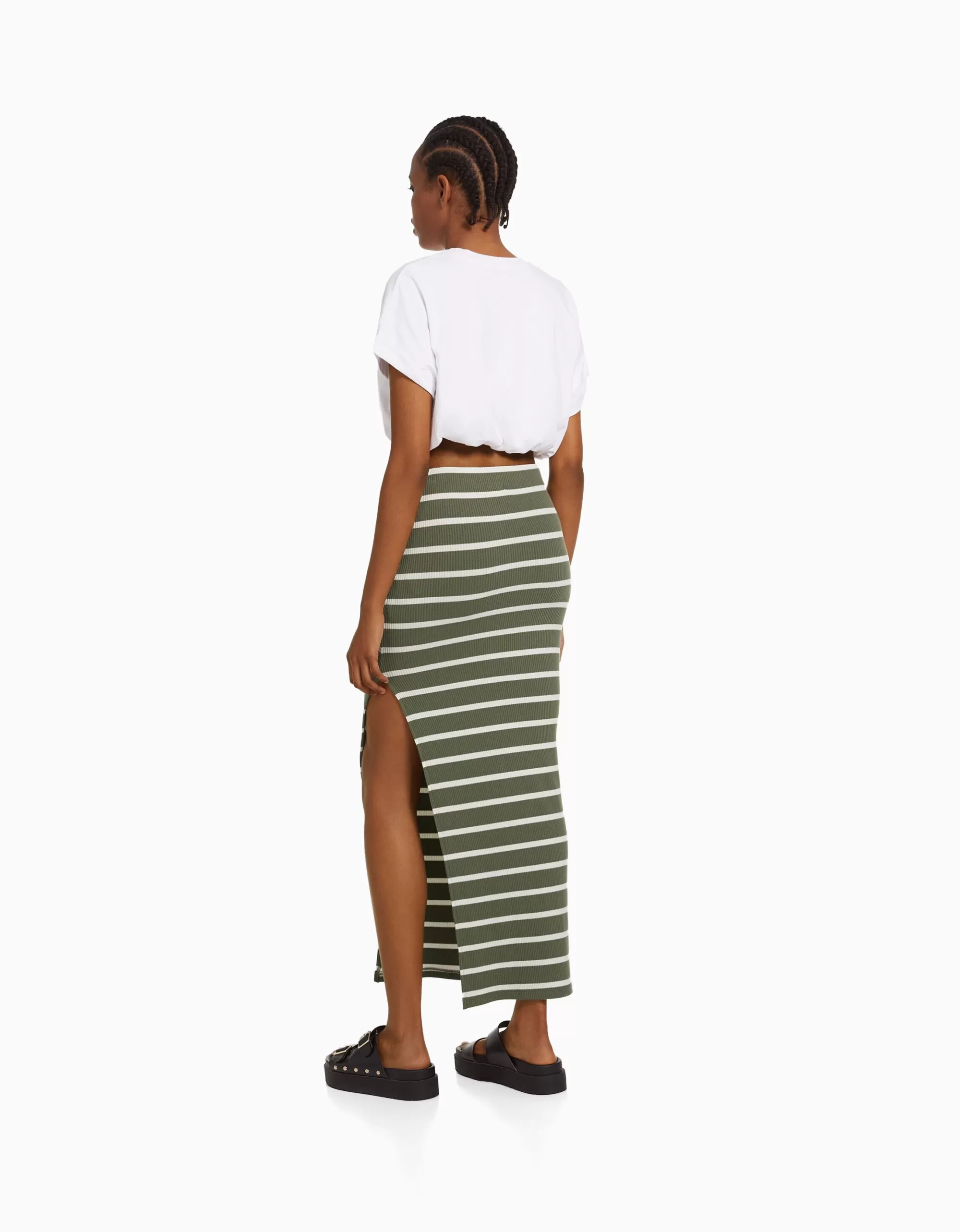 MUJER BERSHKA Falda midi rayas