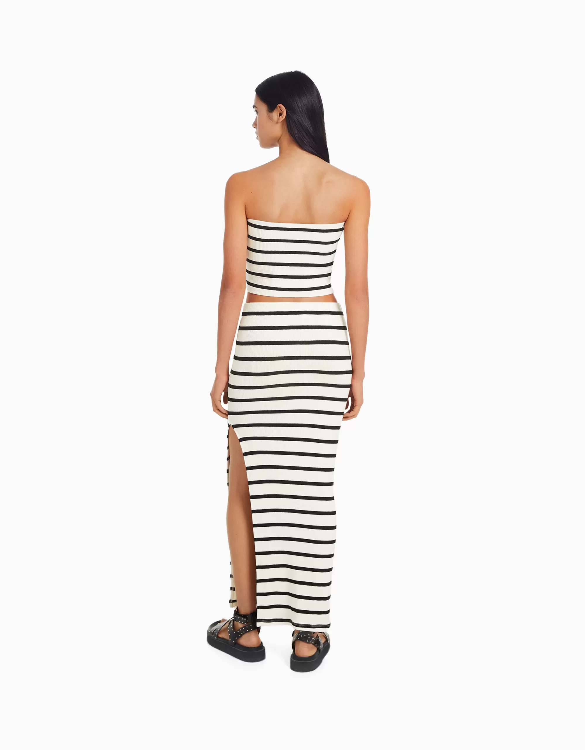 MUJER BERSHKA Falda midi rayas