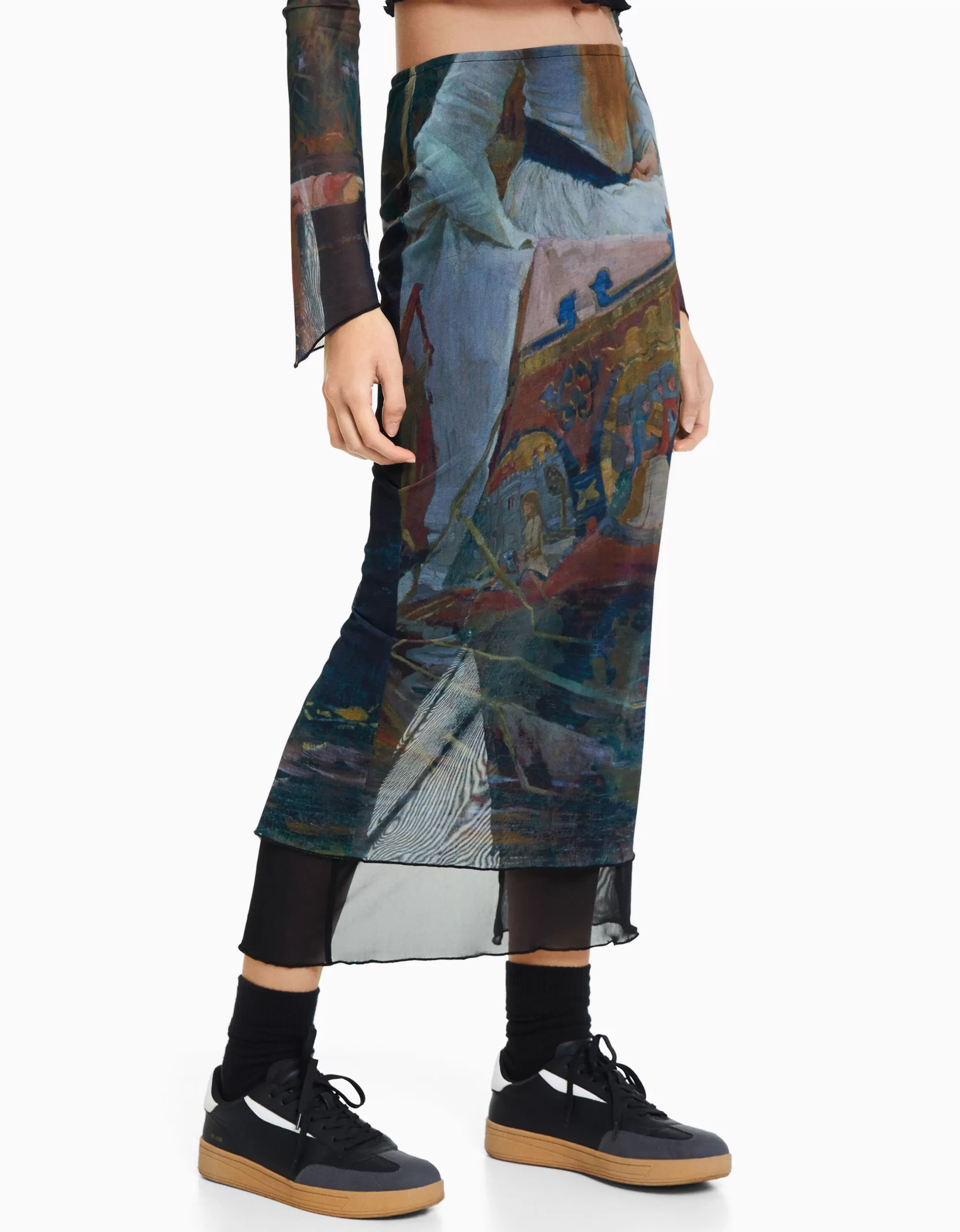 MUJER BERSHKA Falda midi tul Art Series