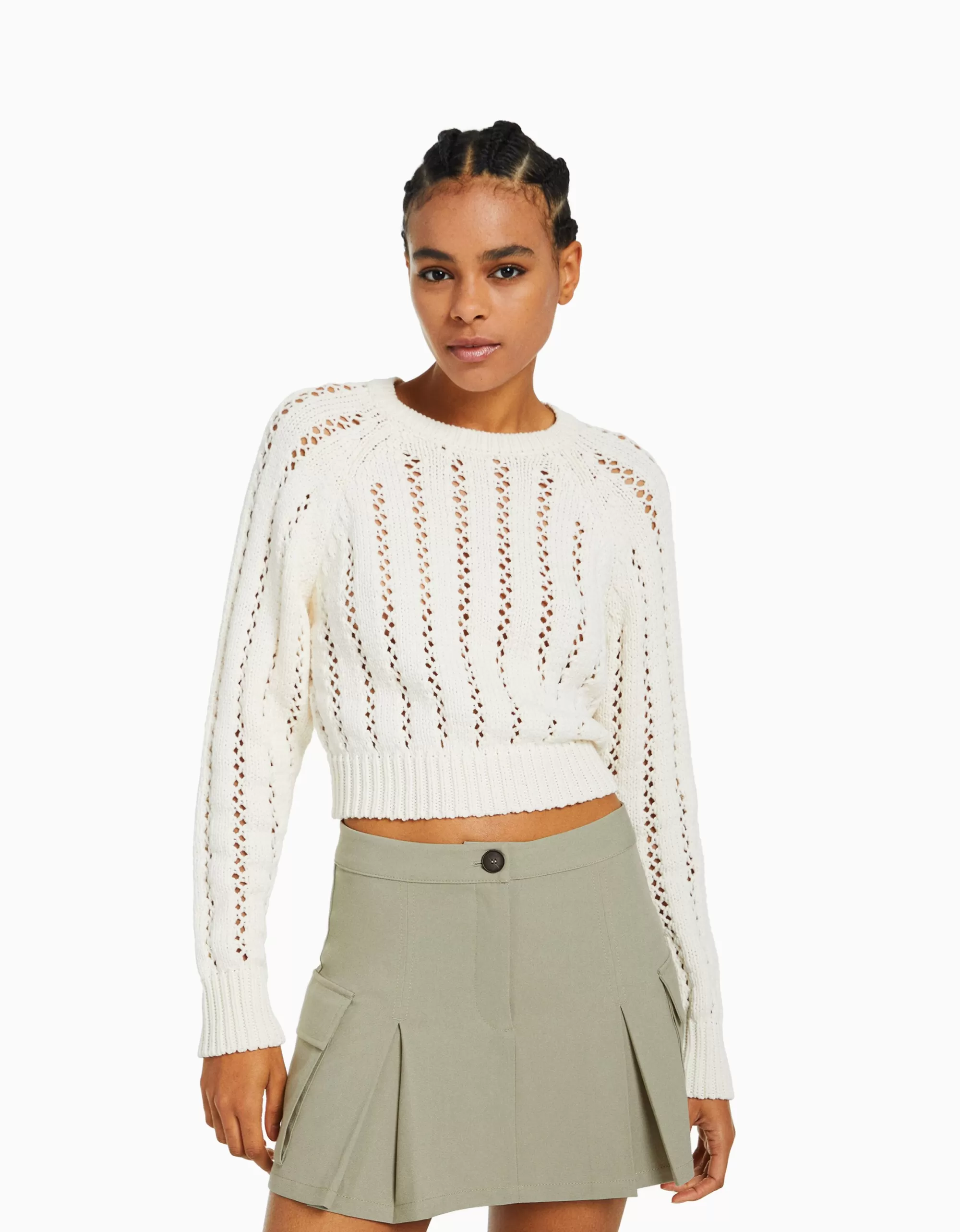MUJER BERSHKA Falda mini cargo tailoring bolsillos