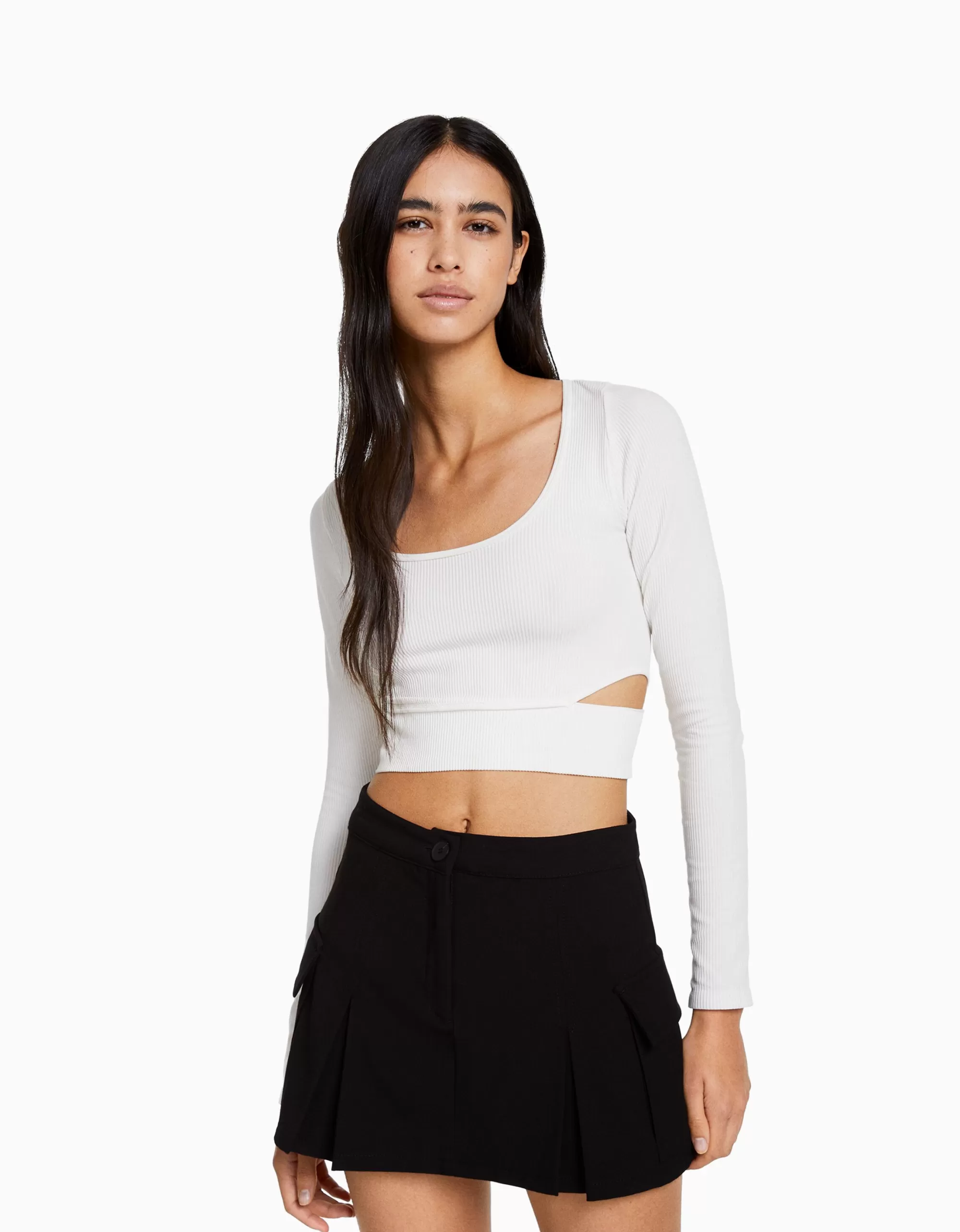 MUJER BERSHKA Falda mini cargo tailoring bolsillos