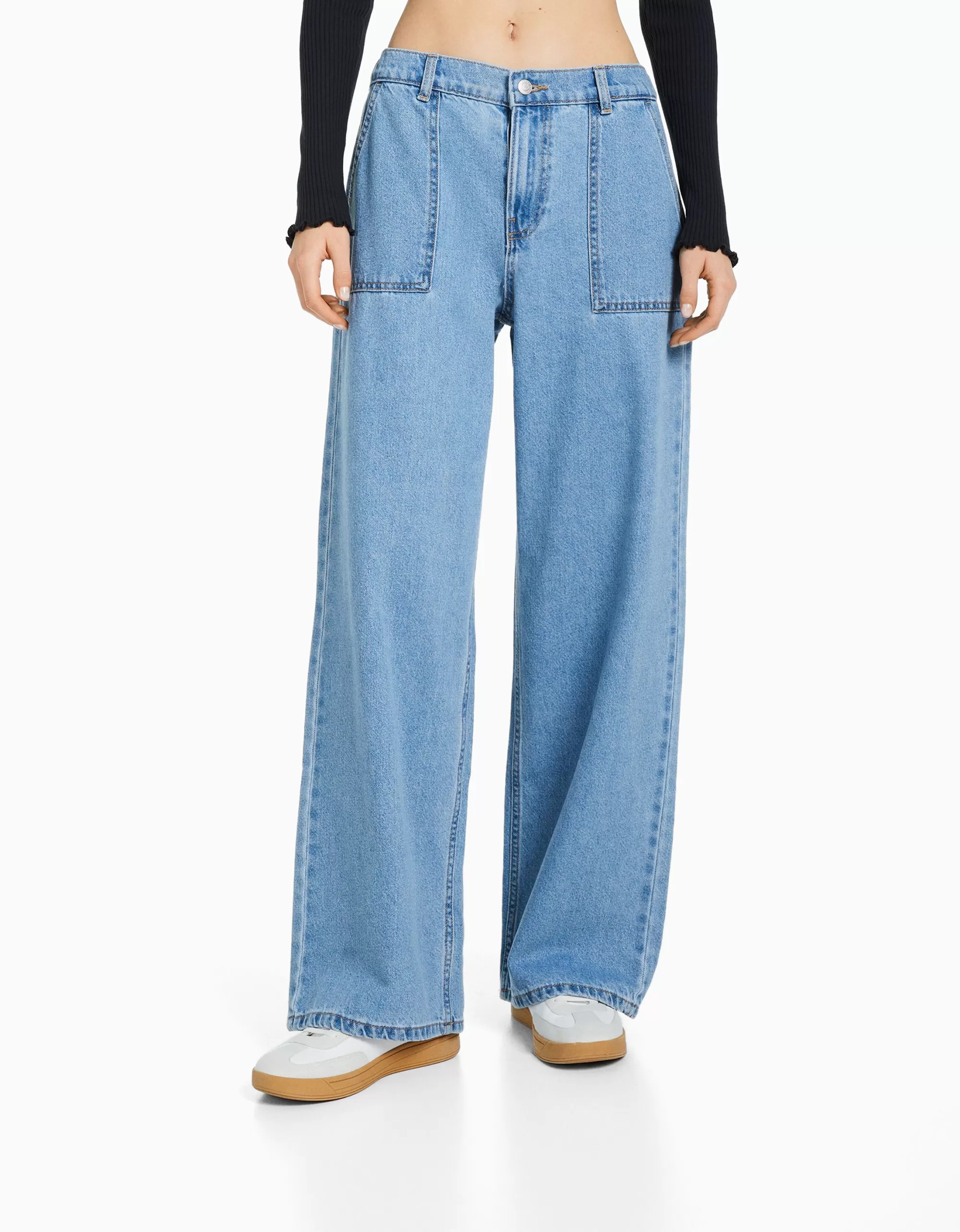 MUJER BERSHKA Jeans 90´s cintura elástica bolsillos