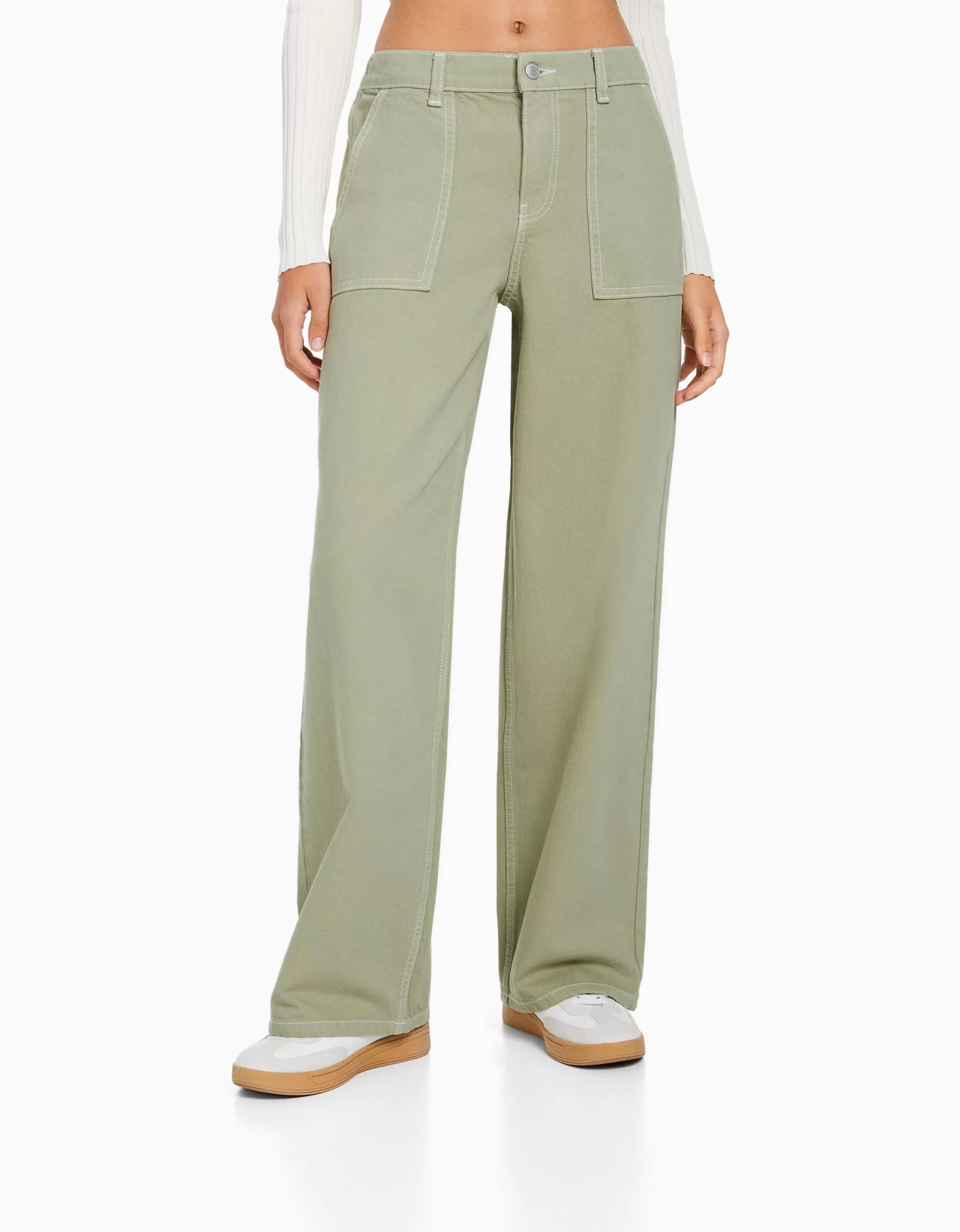 MUJER BERSHKA Jeans 90´s cintura elástica bolsillos