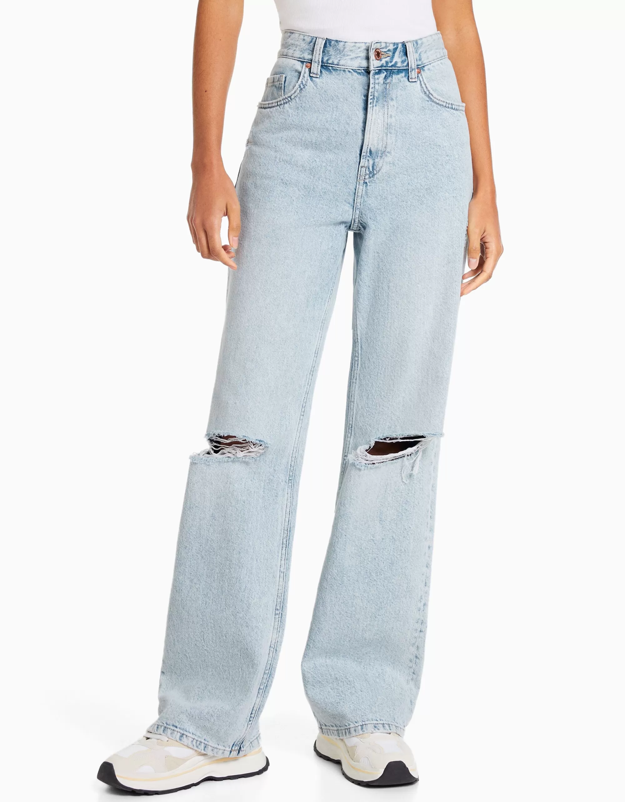 MUJER BERSHKA Jeans 90's wide rotos