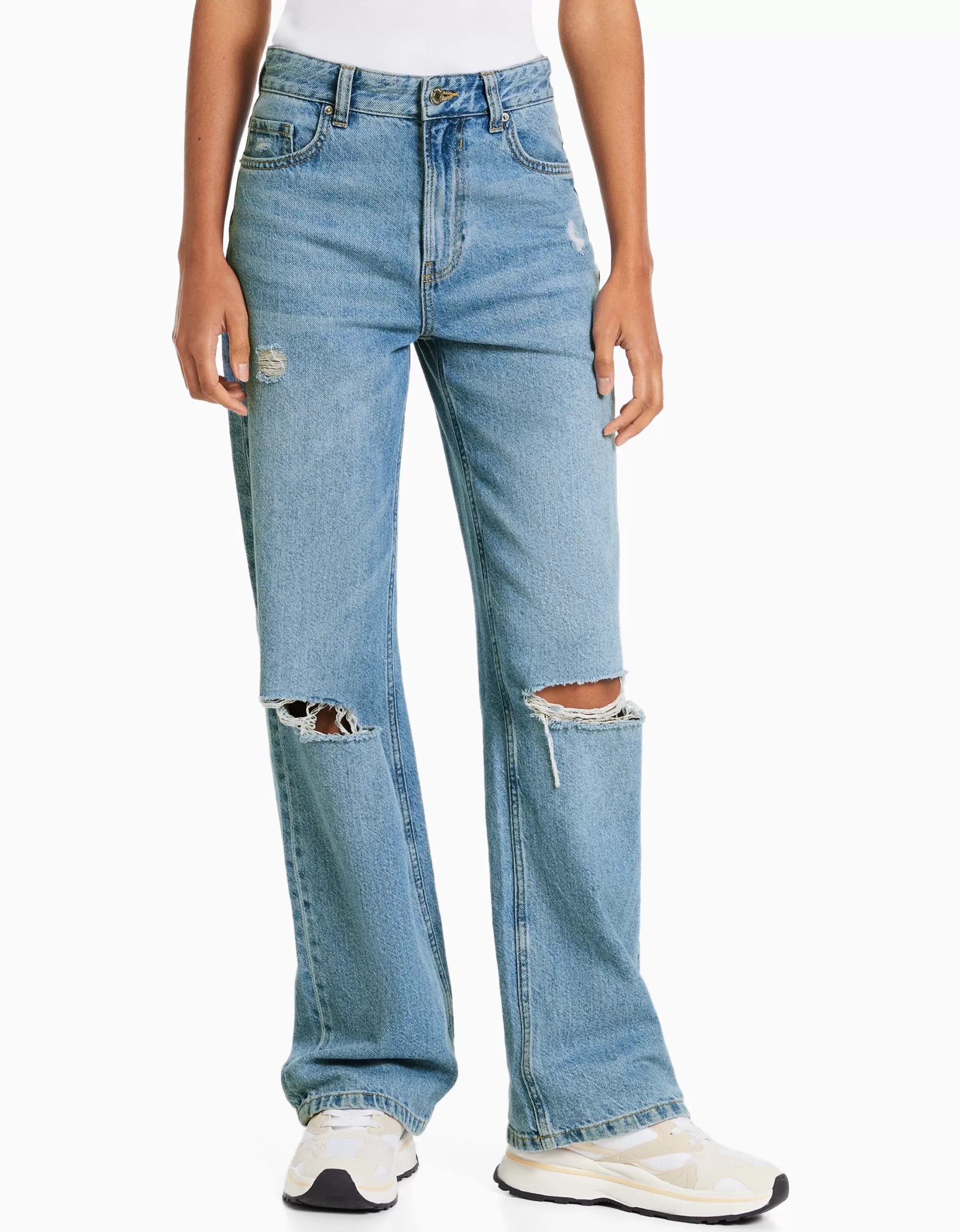 MUJER BERSHKA Jeans 90's wide rotos