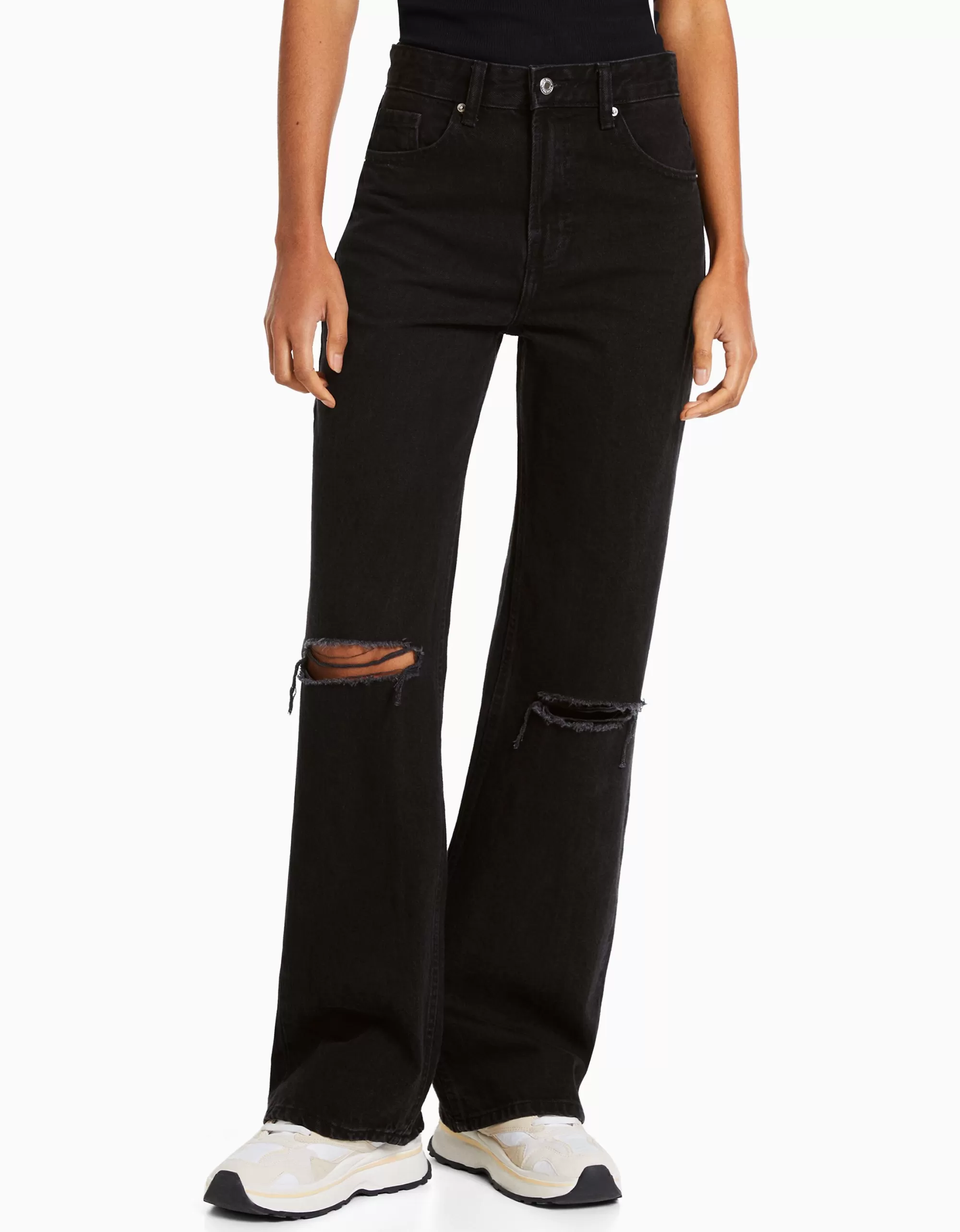 MUJER BERSHKA Jeans 90's wide rotos
