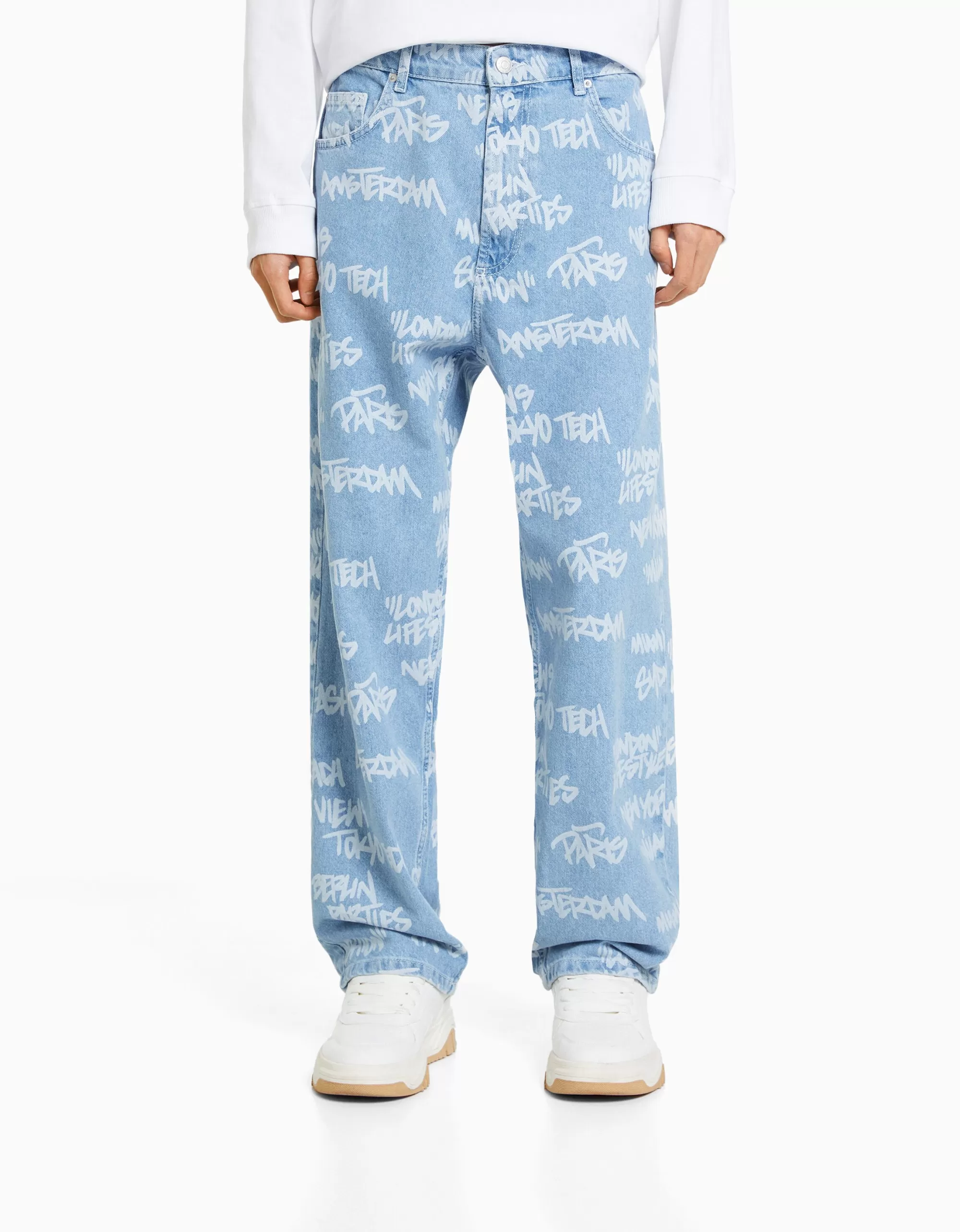 HOMBRE BERSHKA Jeans baggy print