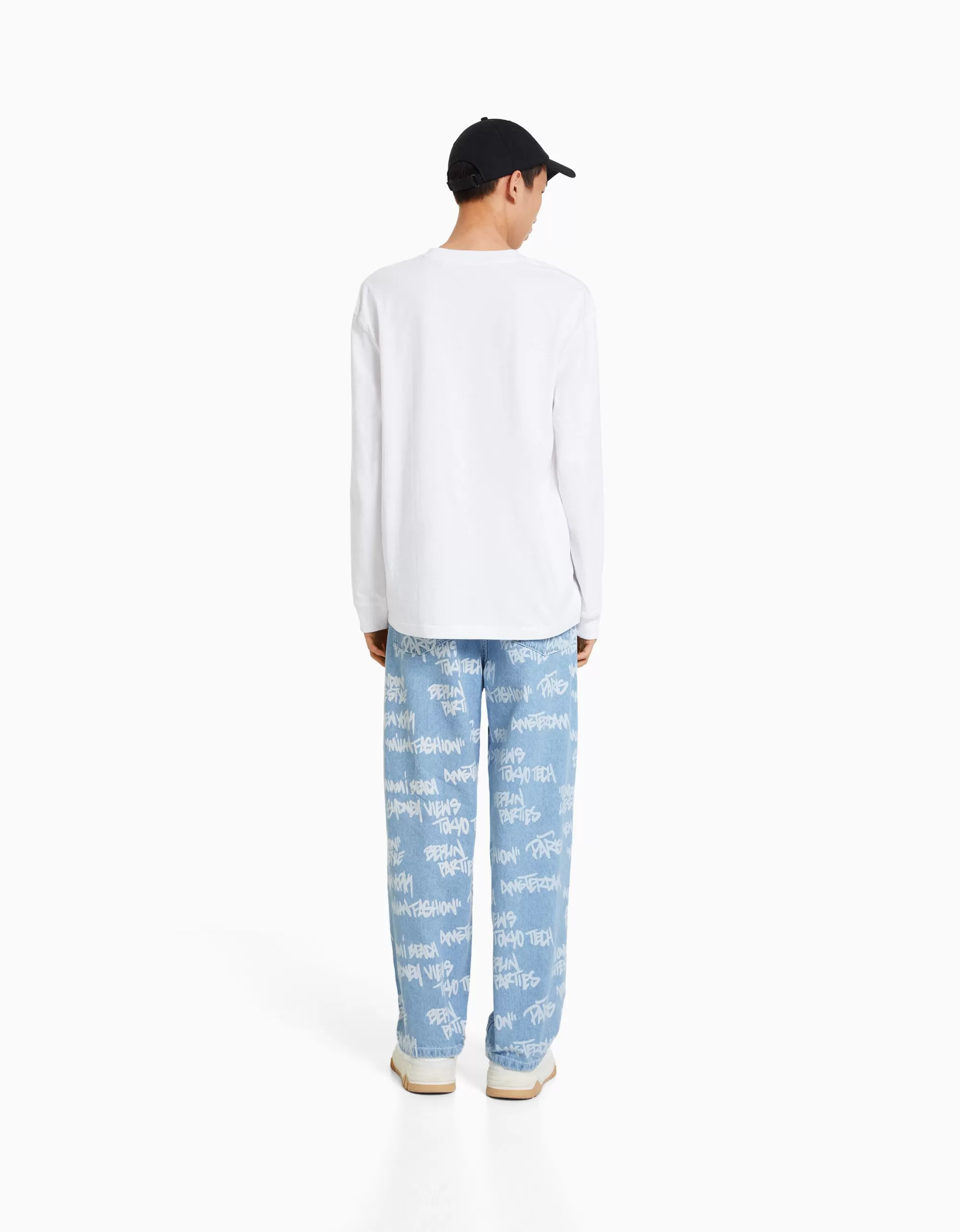 HOMBRE BERSHKA Jeans baggy print