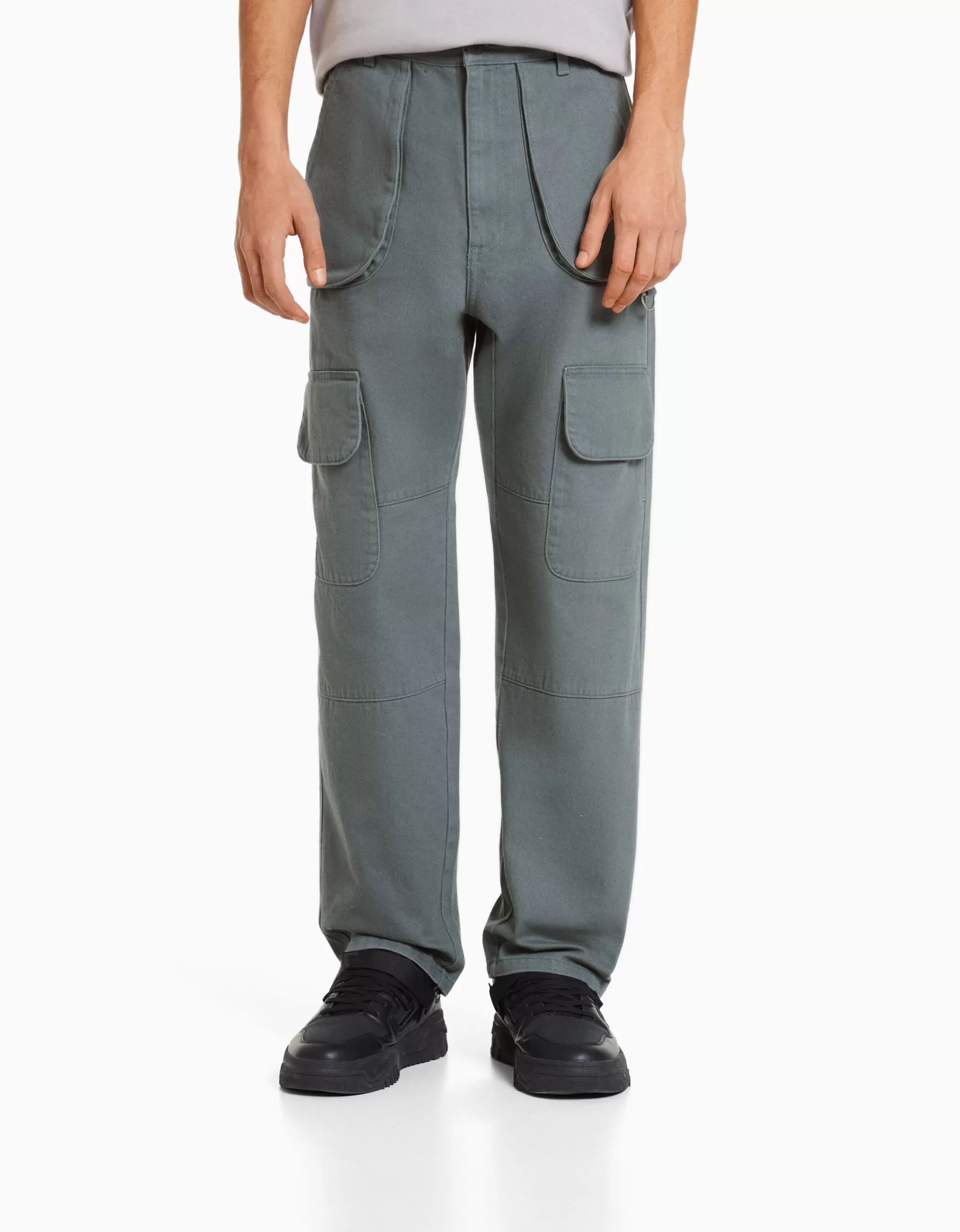 HOMBRE BERSHKA Jeans cargo multipocket