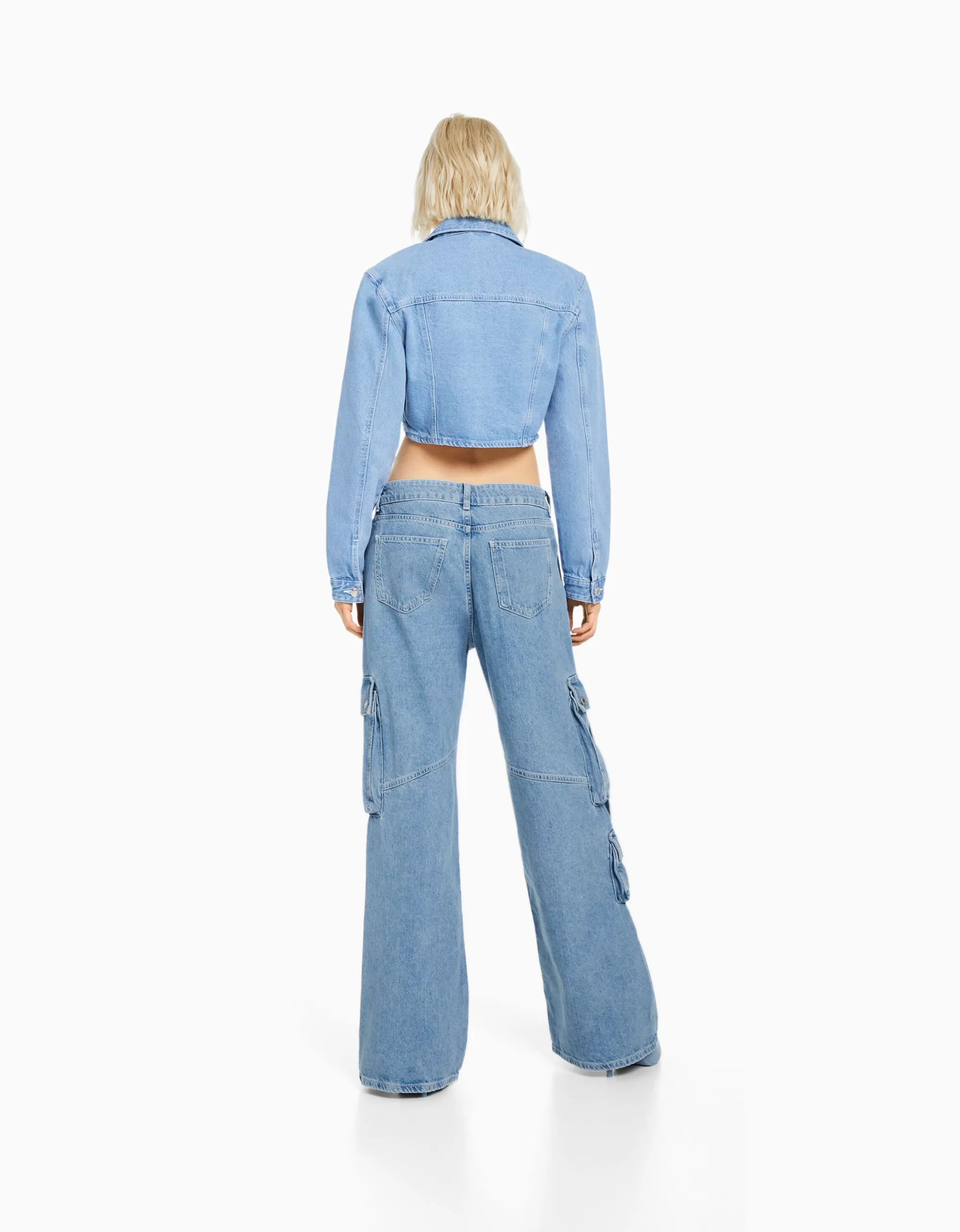 MUJER BERSHKA Jeans cargo multipocket