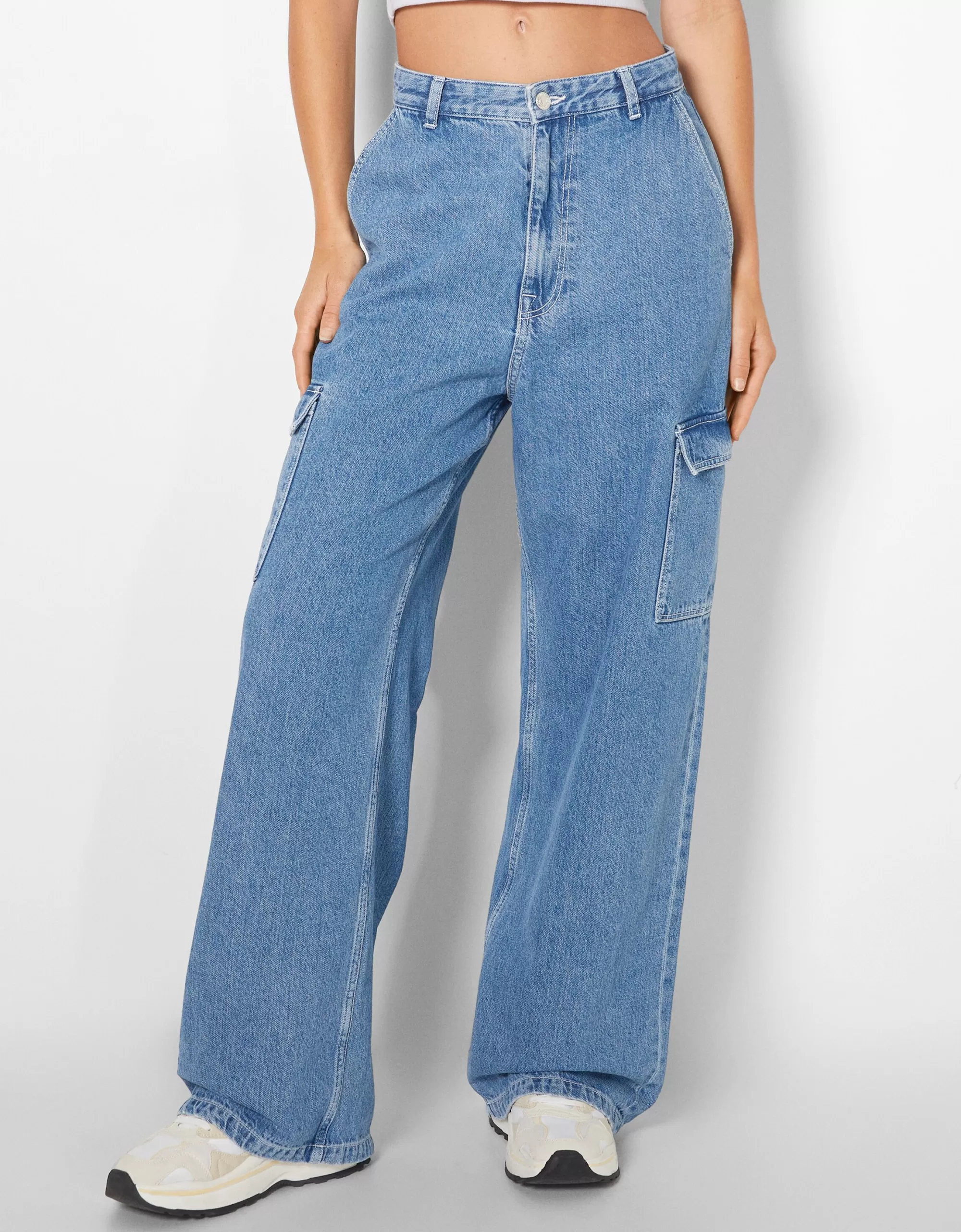 MUJER BERSHKA Jeans cargo wide
