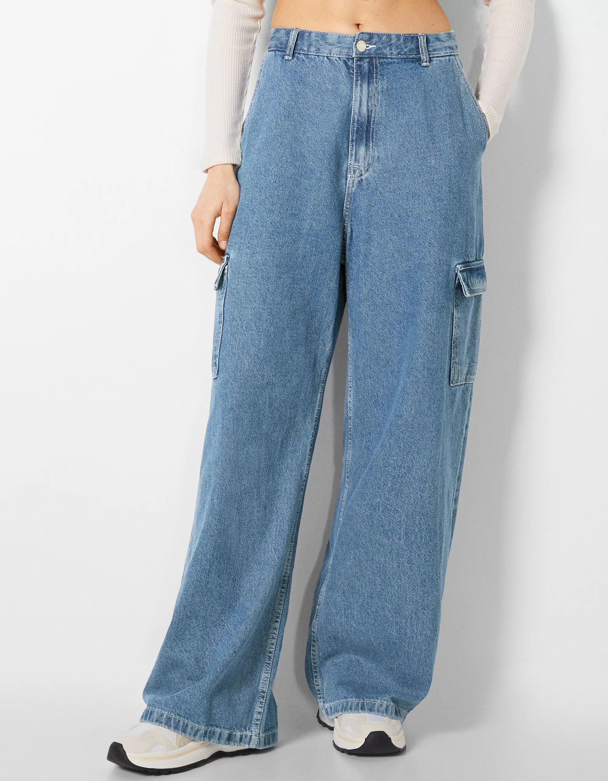 MUJER BERSHKA Jeans cargo wide