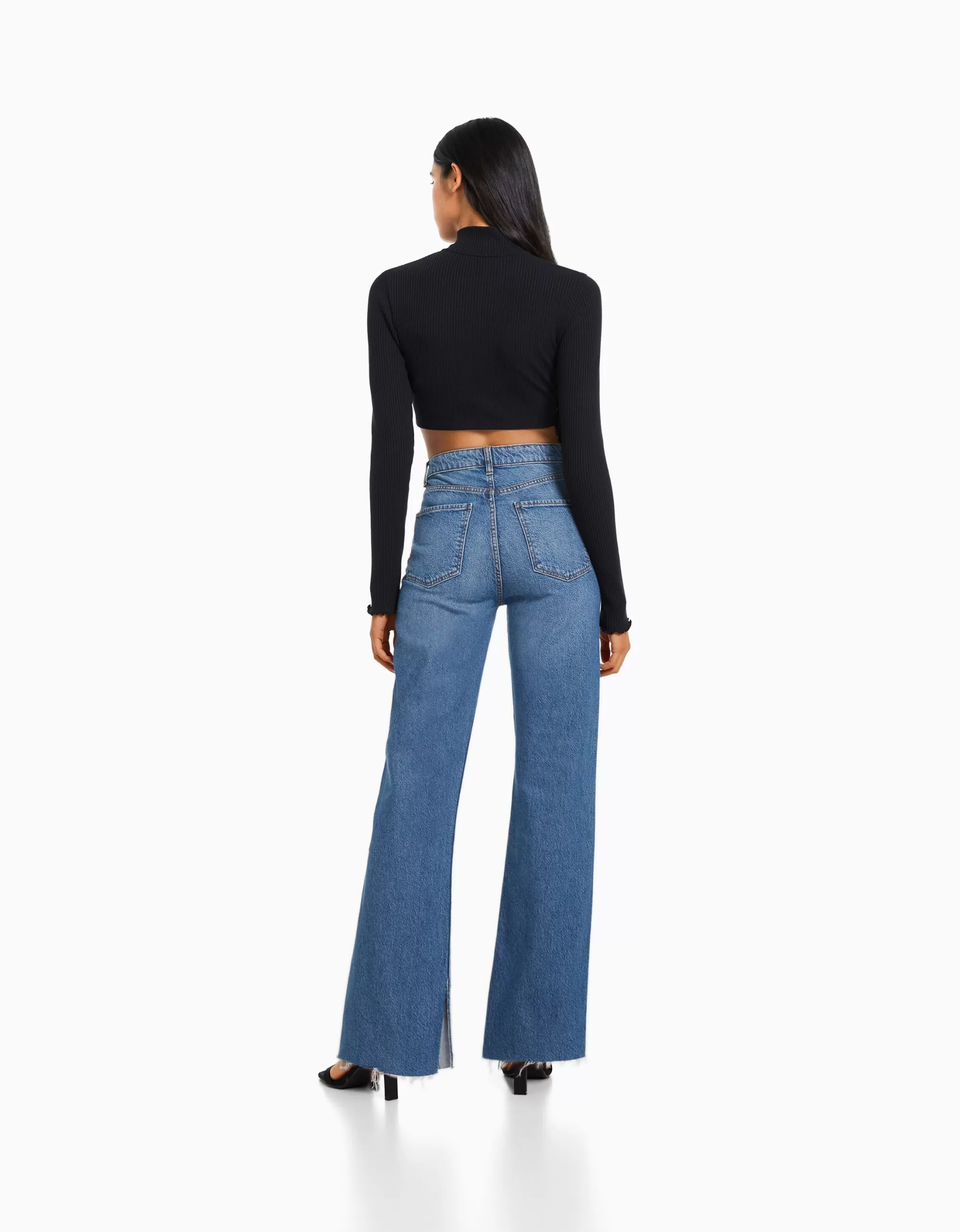 MUJER BERSHKA Jeans confort abertura lateral