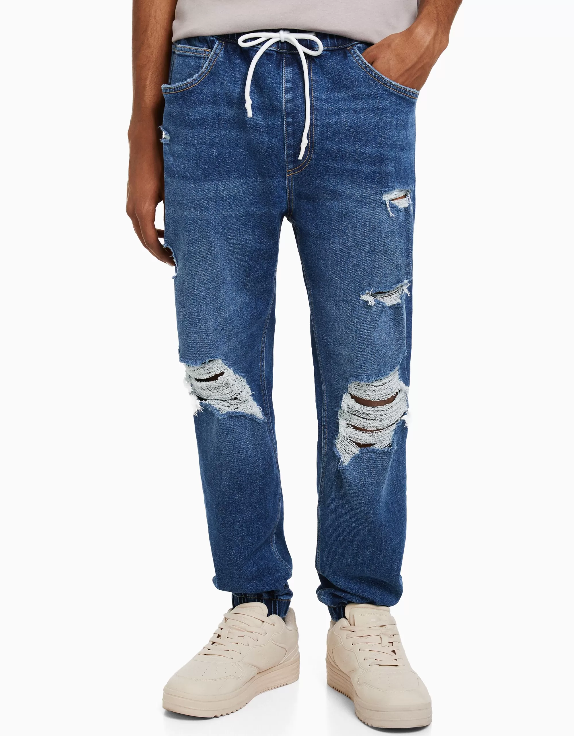 HOMBRE BERSHKA Jeans jogger rotos