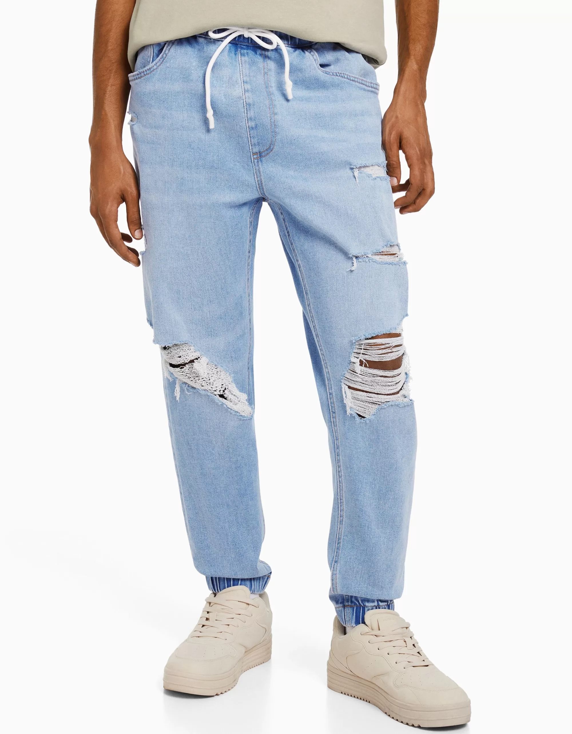 HOMBRE BERSHKA Jeans jogger rotos