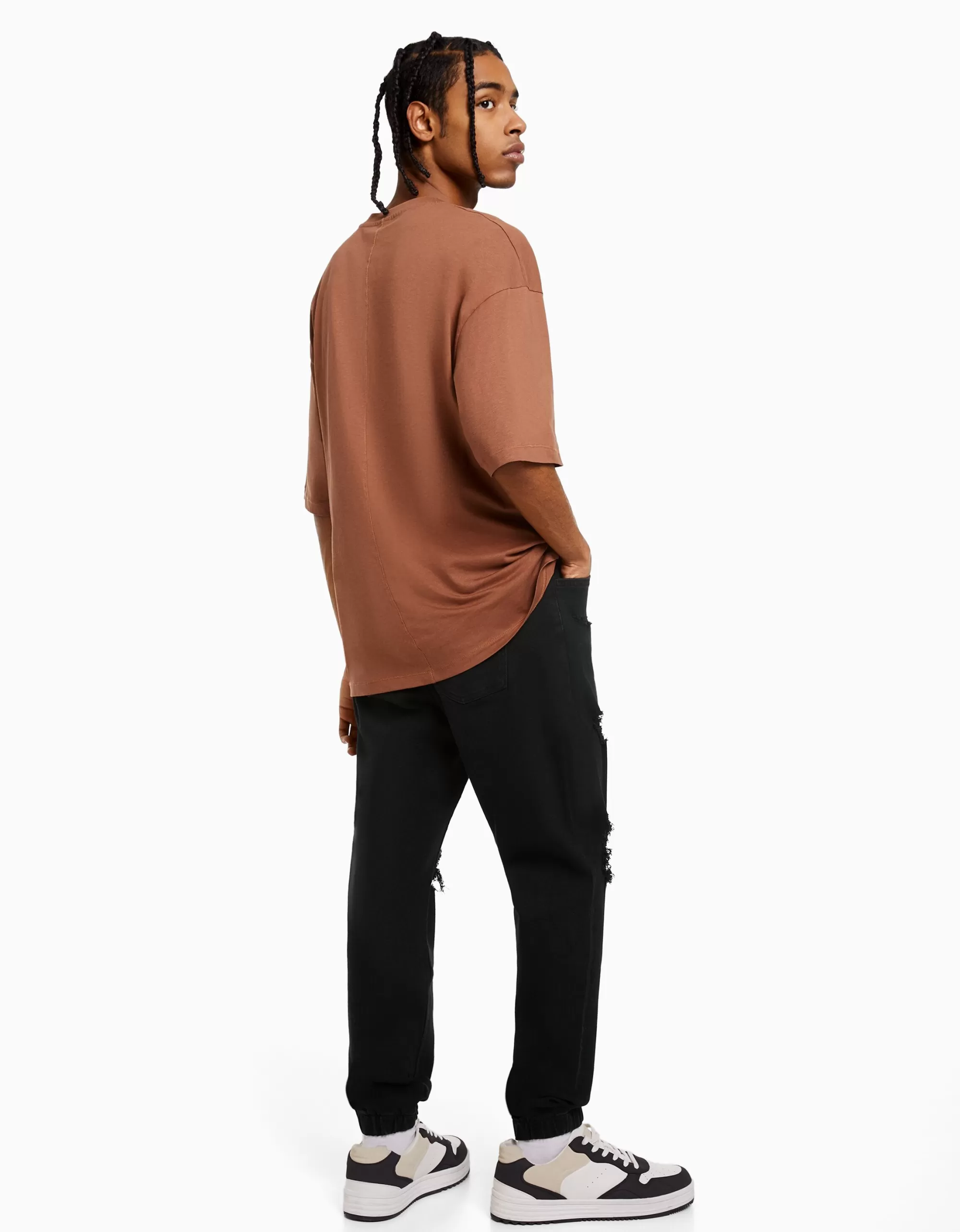 HOMBRE BERSHKA Jeans jogger rotos