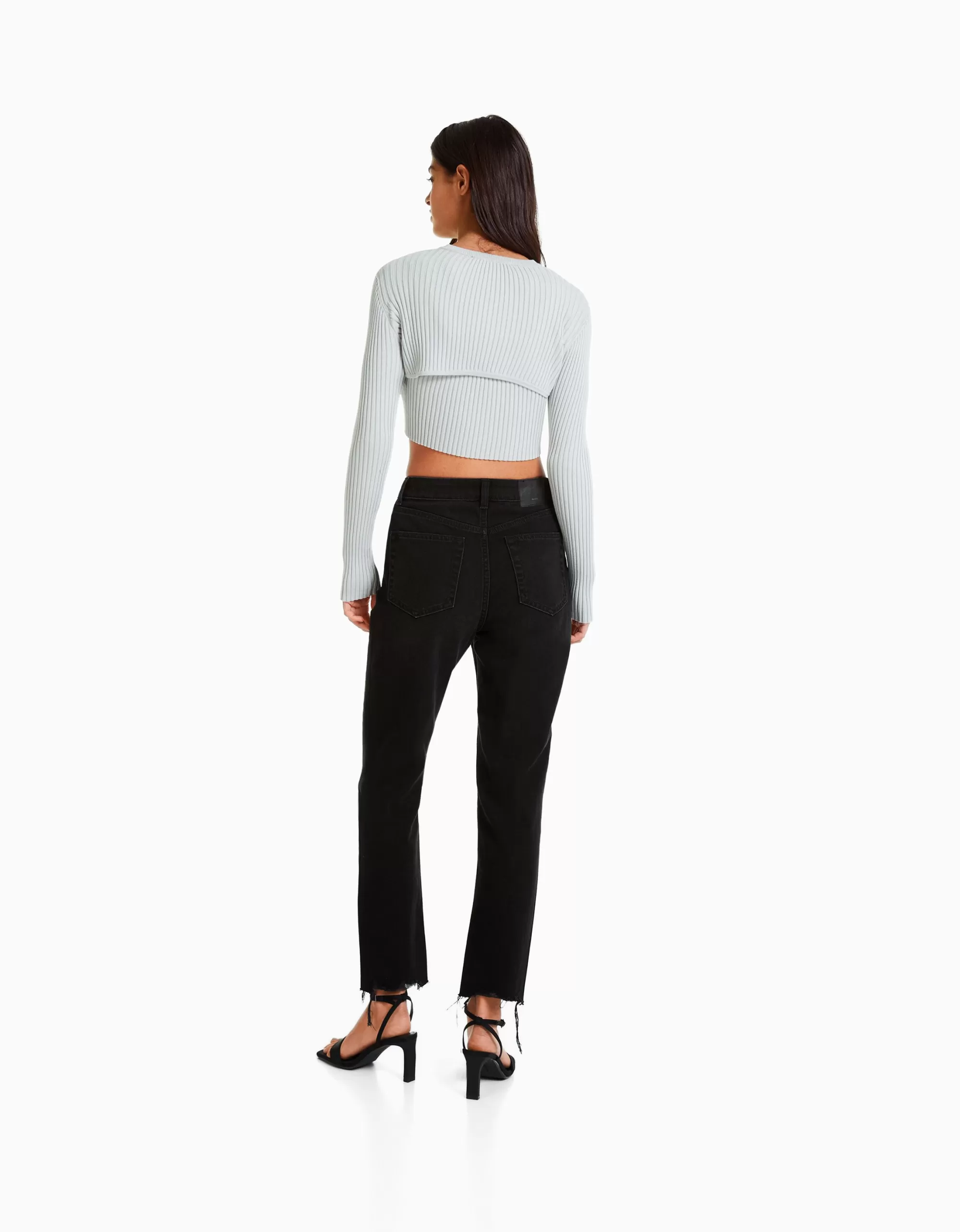 MUJER BERSHKA Jeans mom rotos