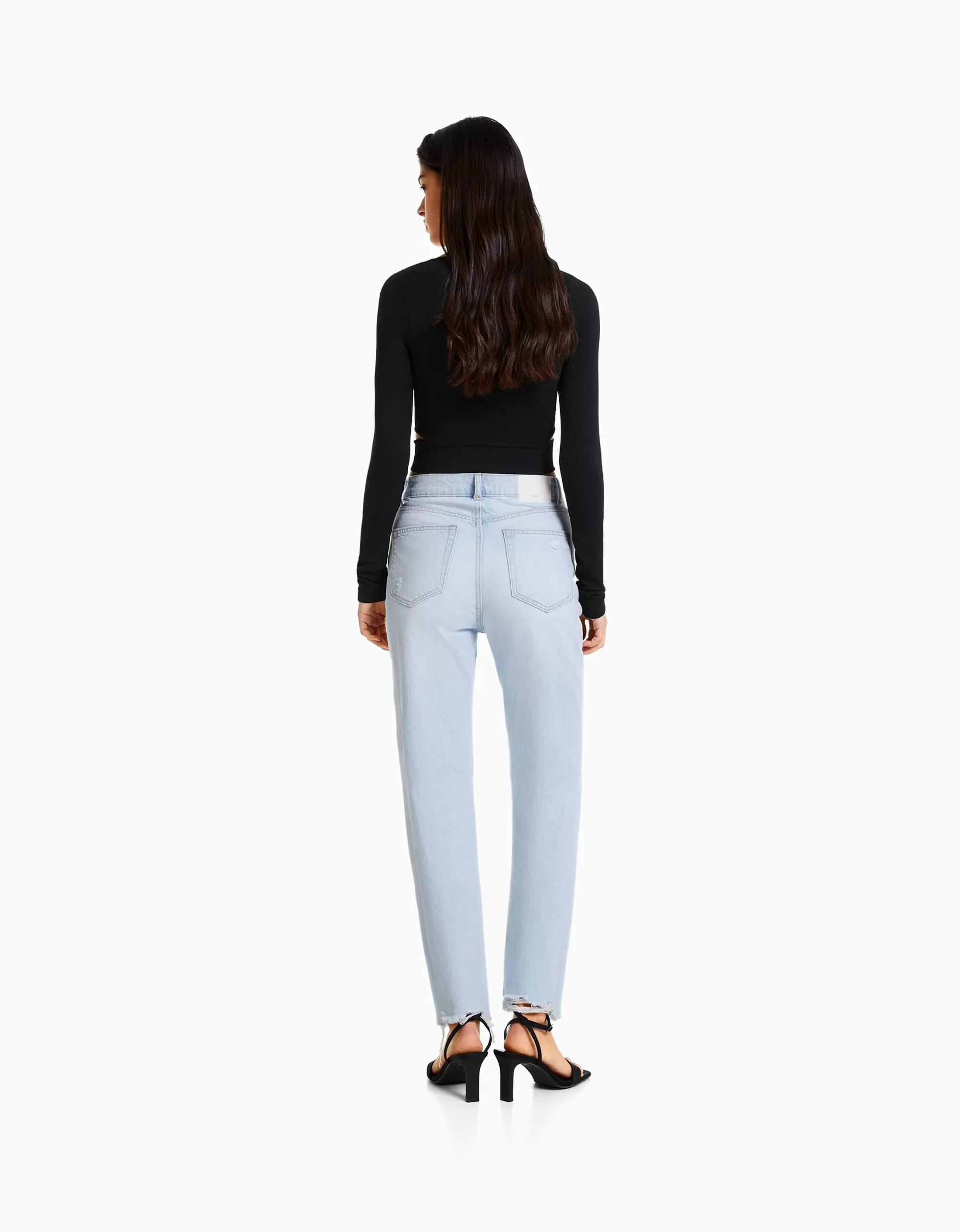 MUJER BERSHKA Jeans mom rotos
