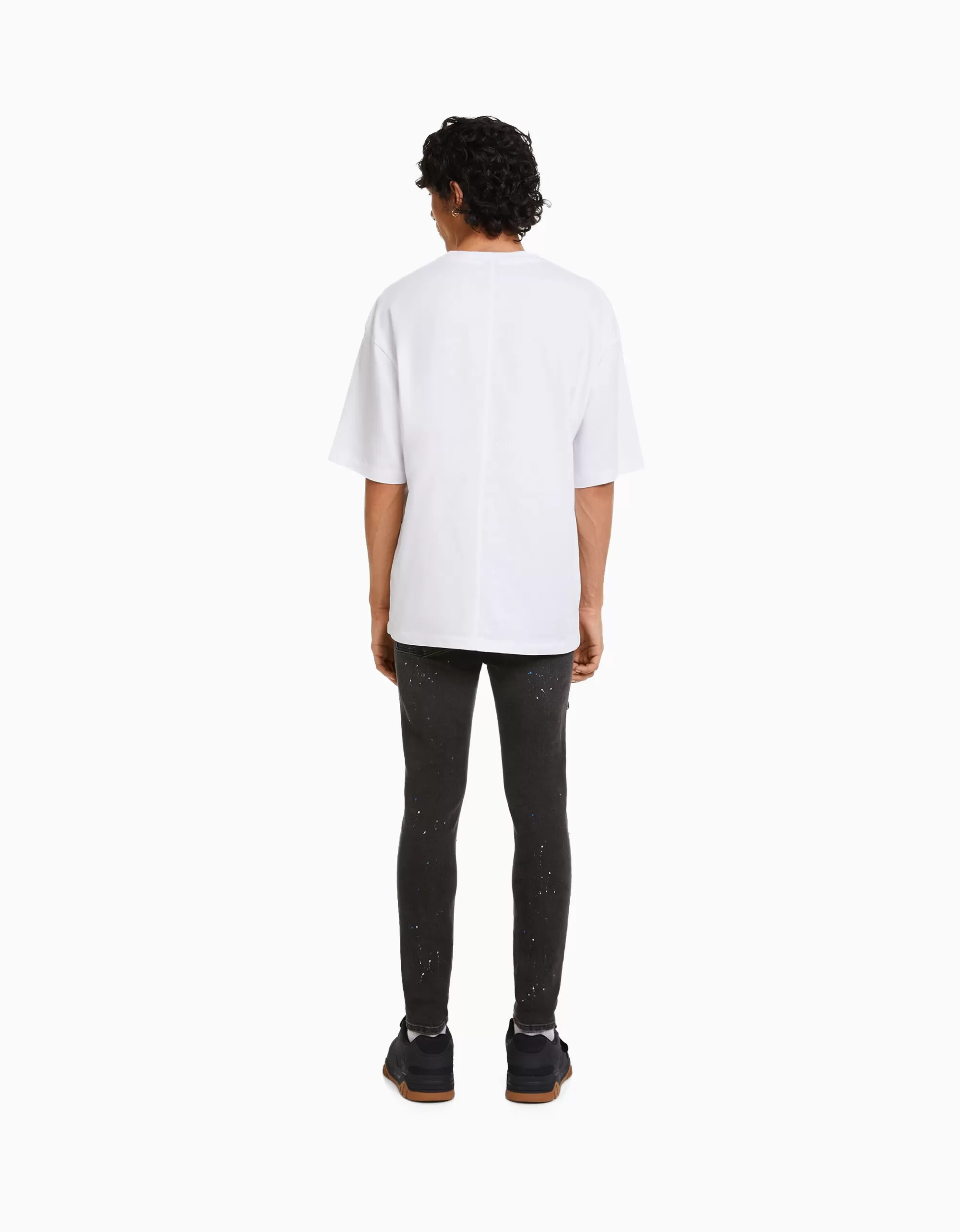 HOMBRE BERSHKA Jeans skinny rotos pintura