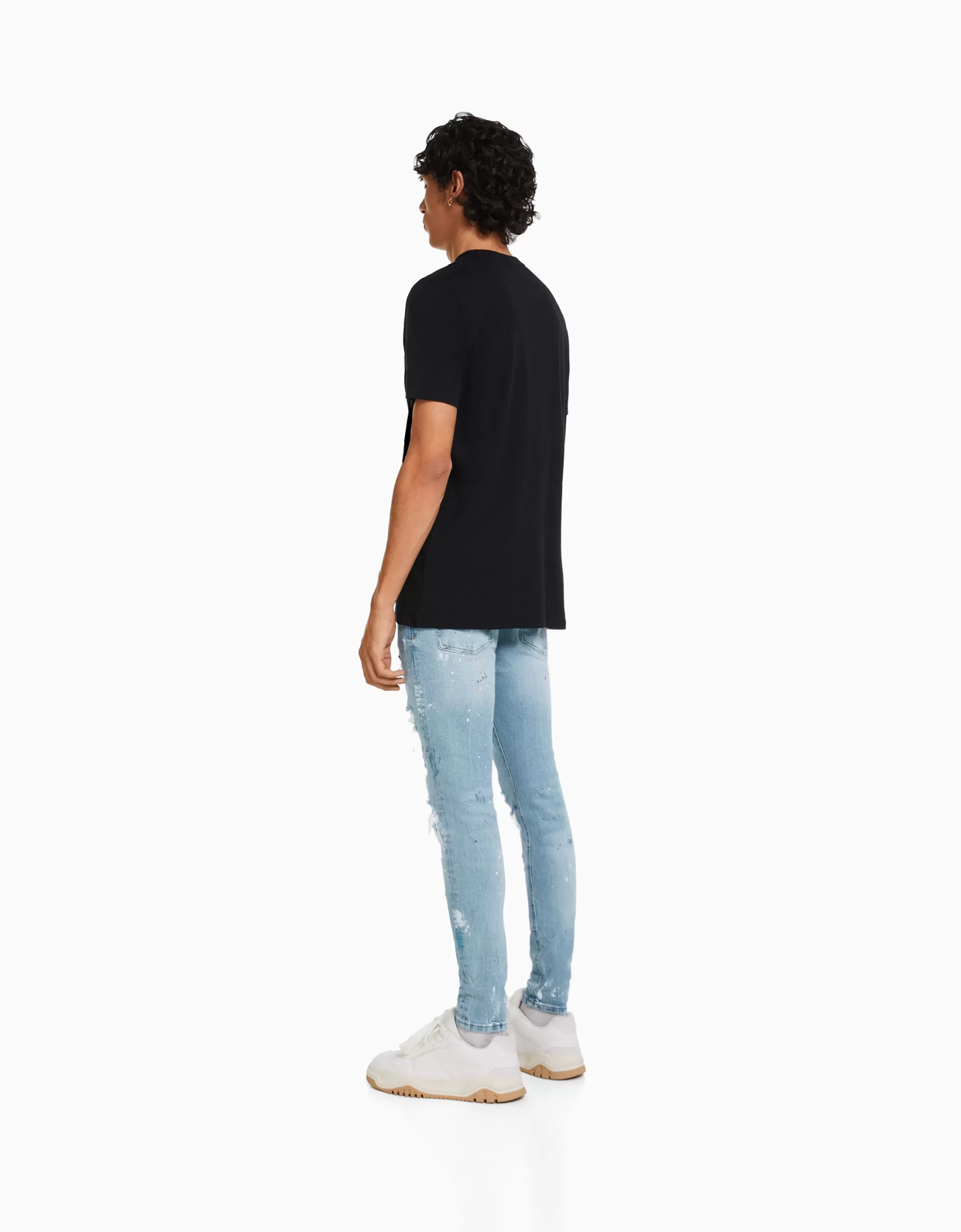 HOMBRE BERSHKA Jeans skinny rotos pintura