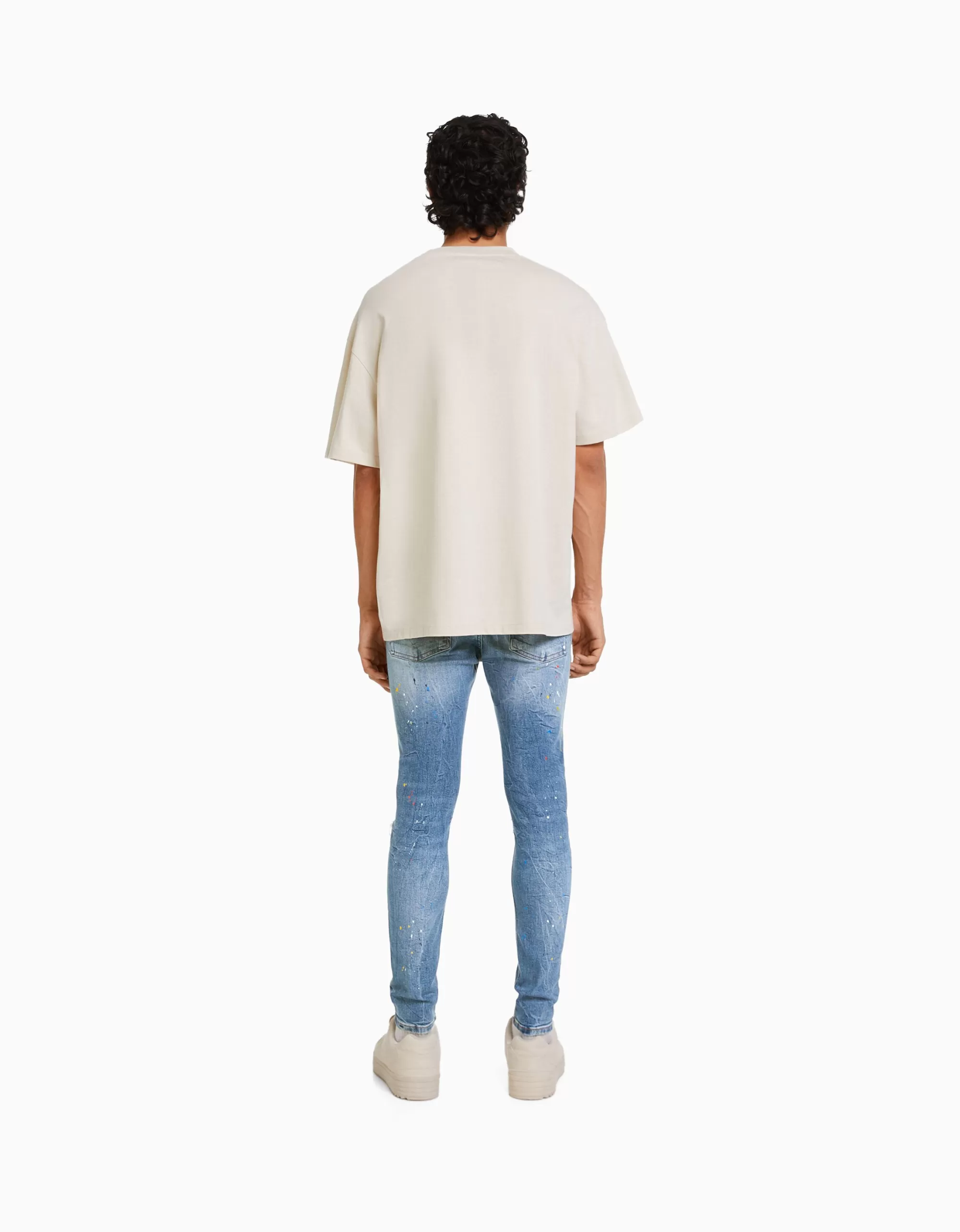 HOMBRE BERSHKA Jeans skinny rotos pintura