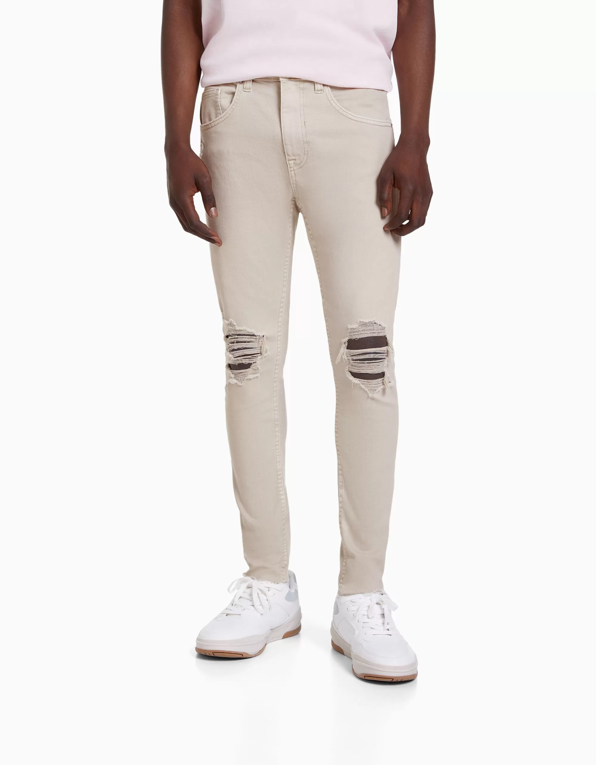 HOMBRE BERSHKA Jeans super skinny rotos