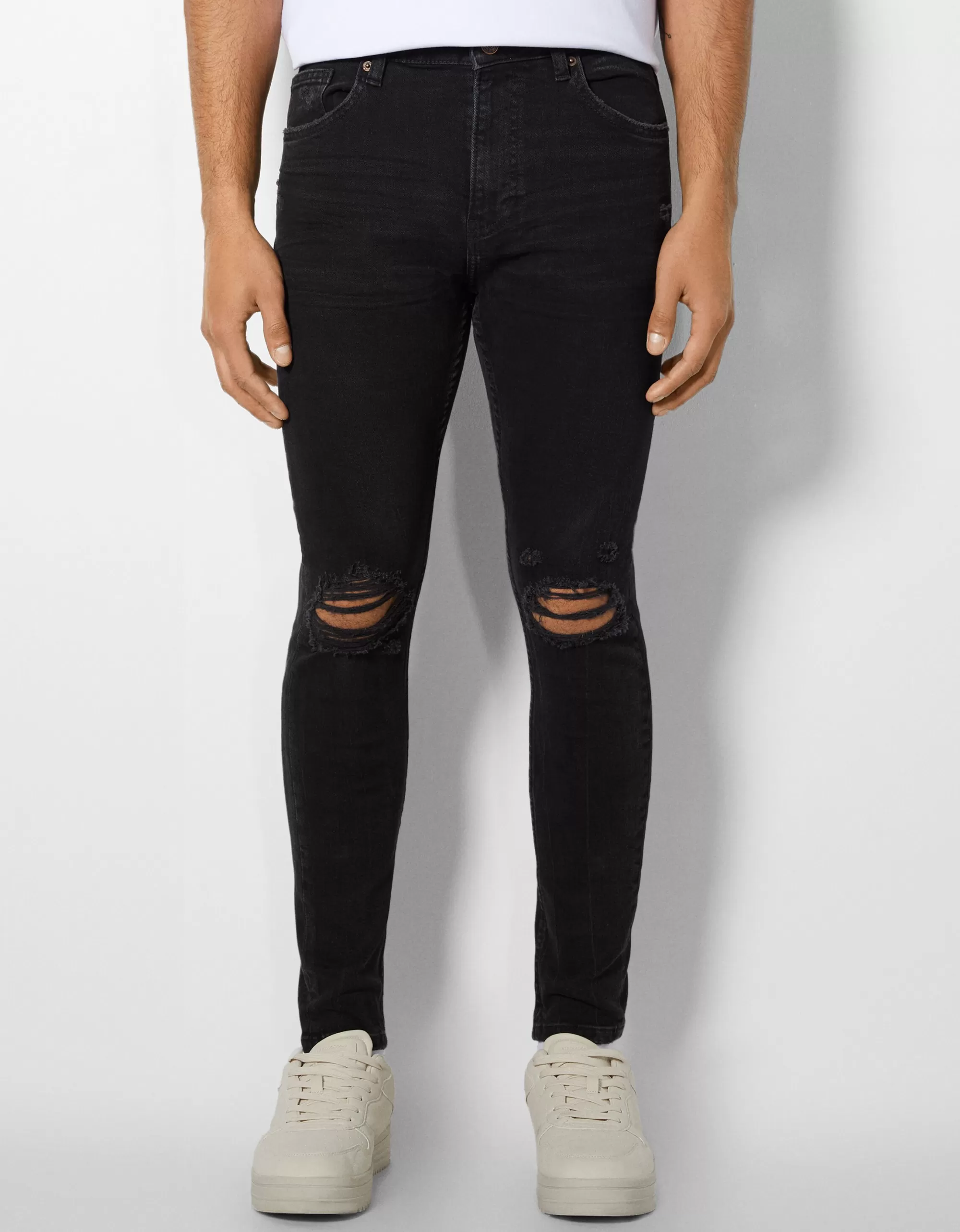 HOMBRE BERSHKA Jeans super skinny rotos
