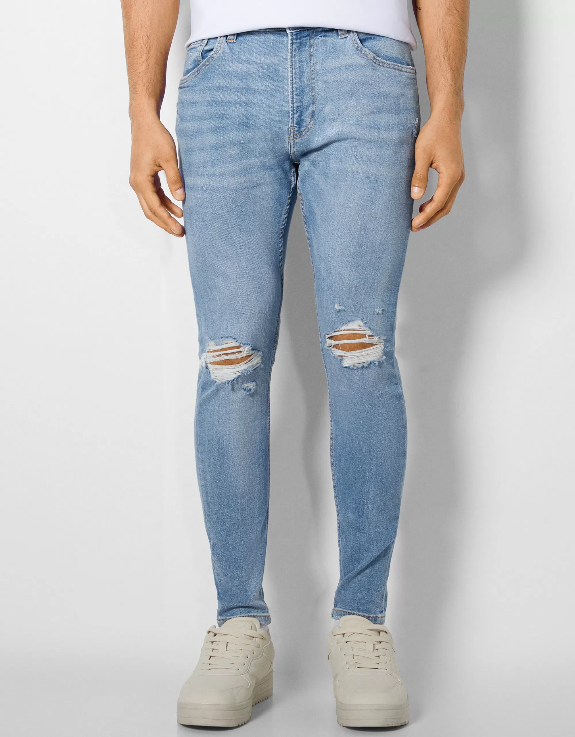 HOMBRE BERSHKA Jeans super skinny rotos