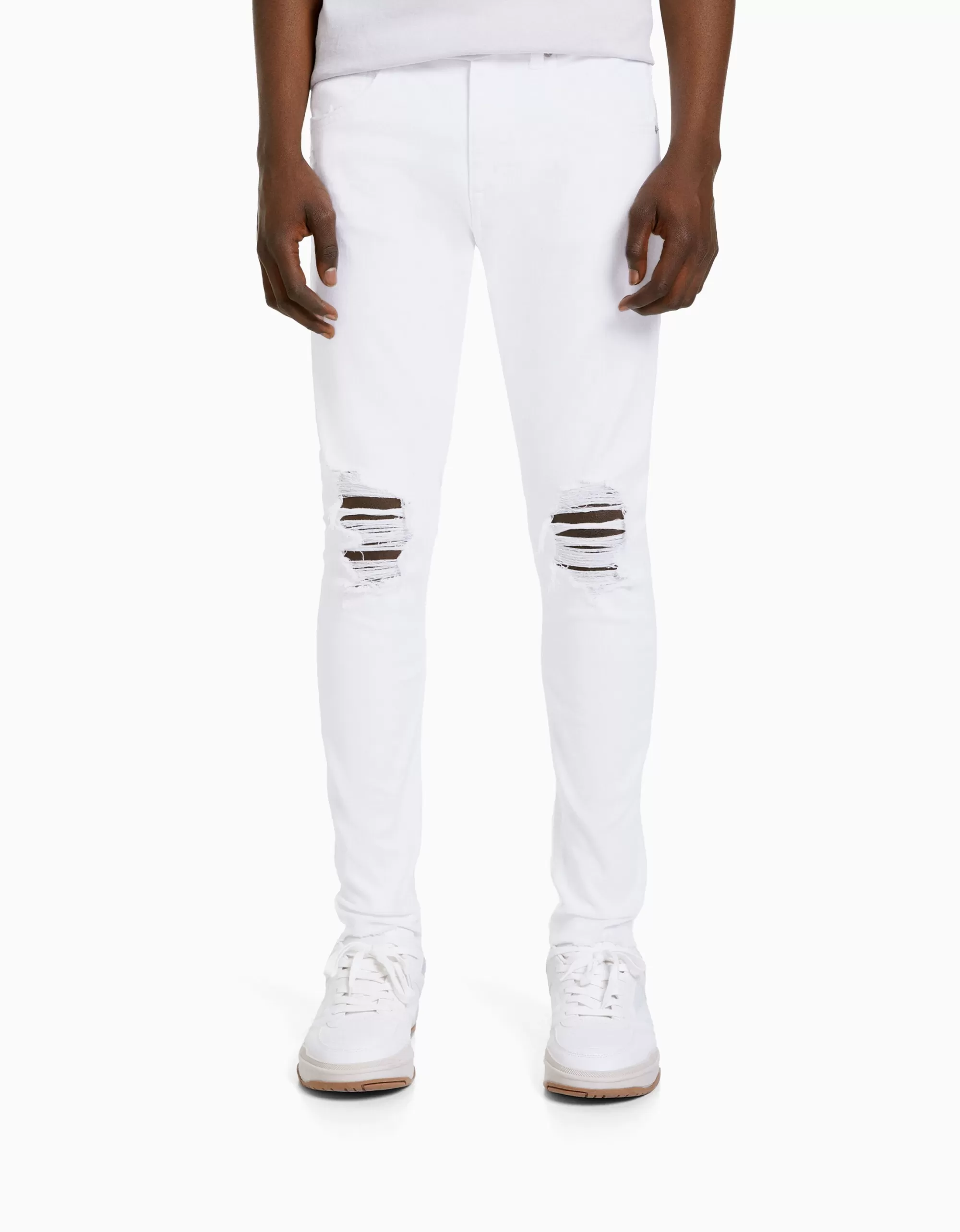HOMBRE BERSHKA Jeans super skinny rotos