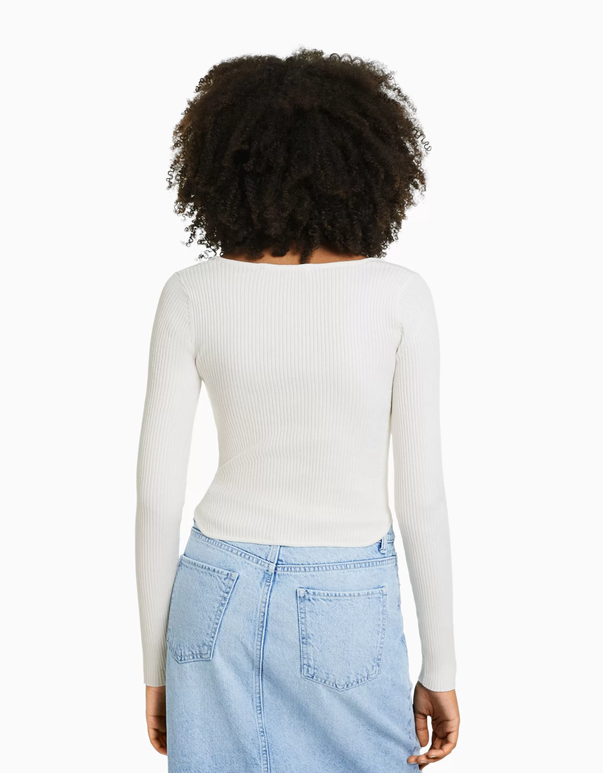 MUJER BERSHKA Jersey corsé canalé