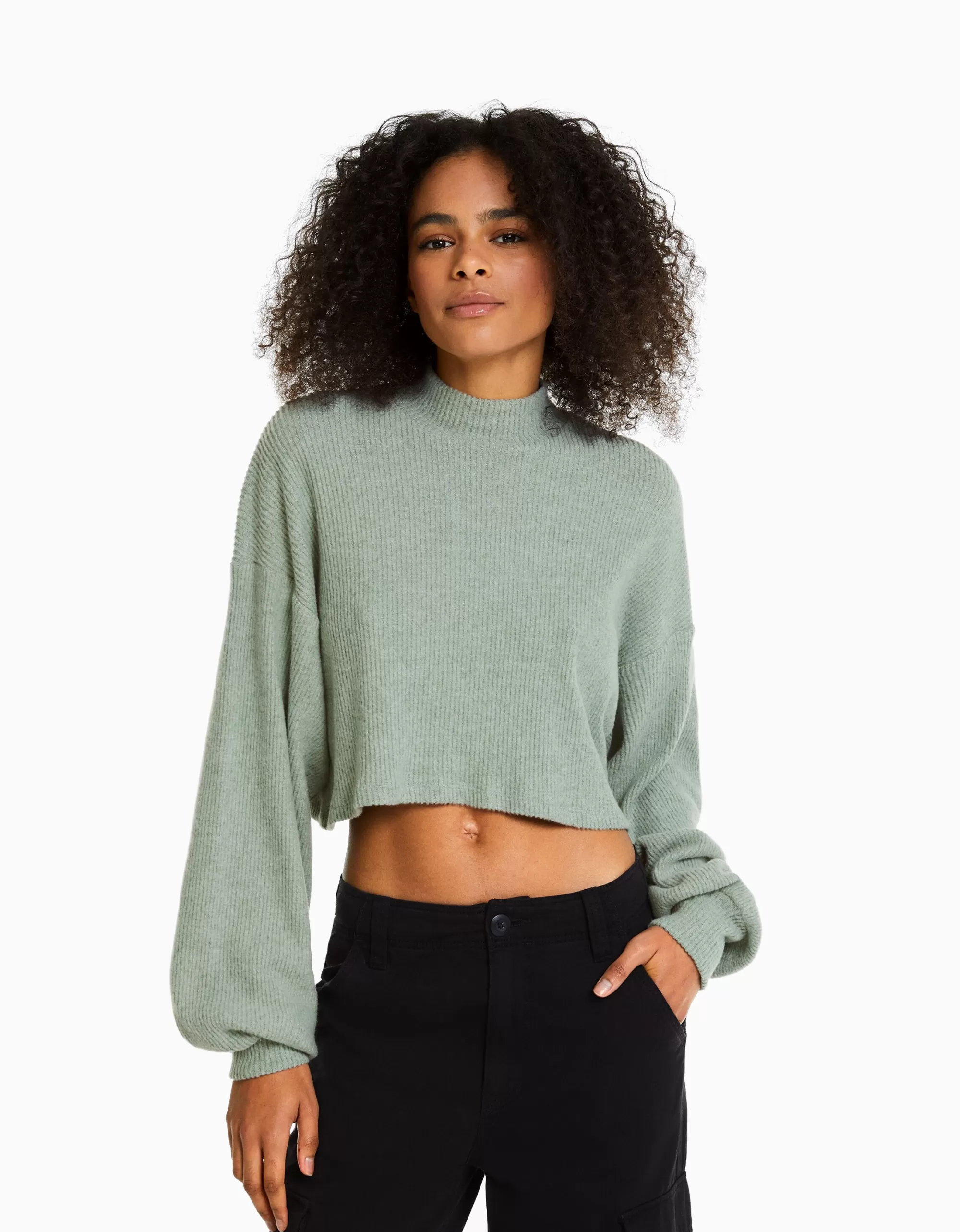 MUJER BERSHKA Jersey cropped