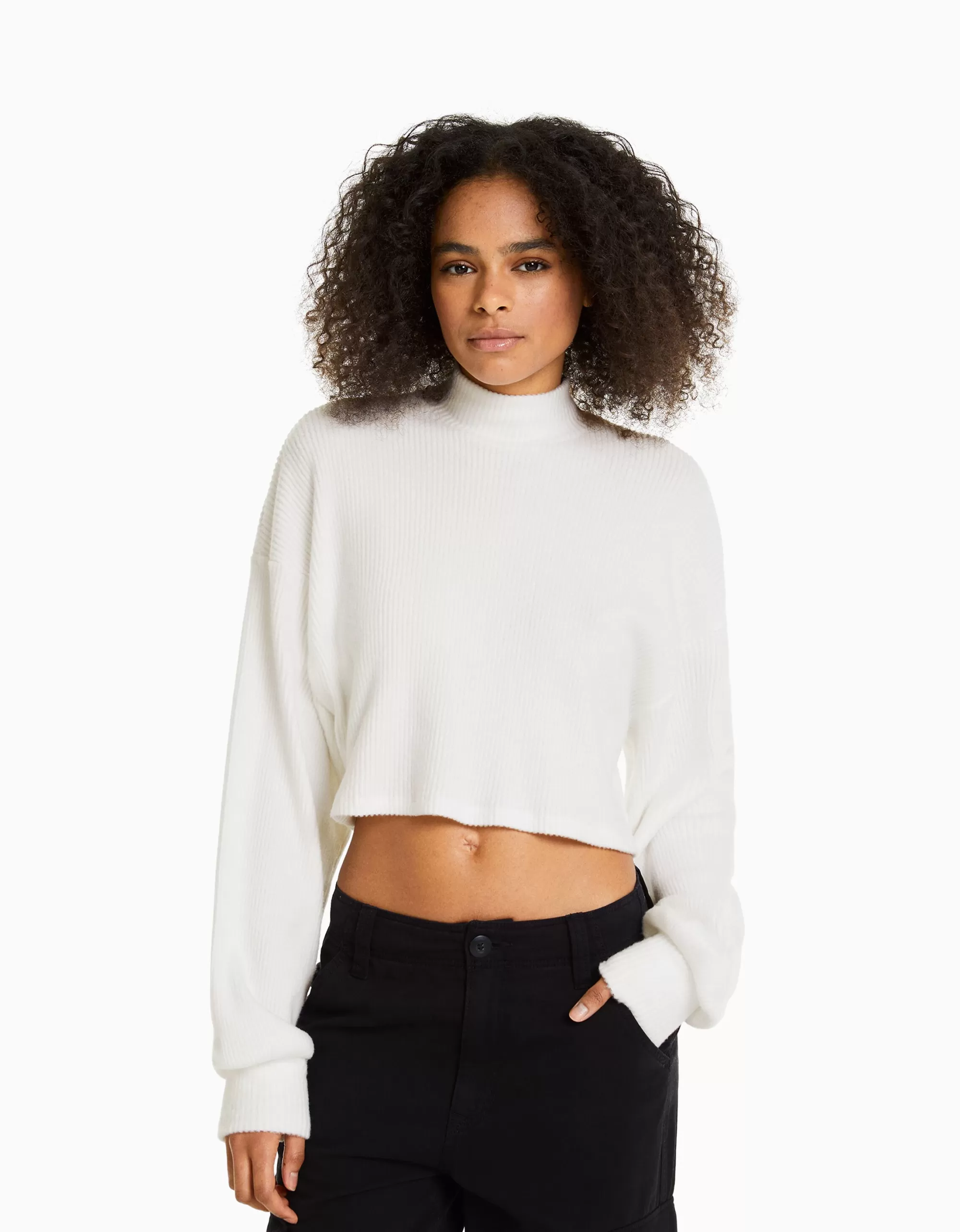 MUJER BERSHKA Jersey cropped
