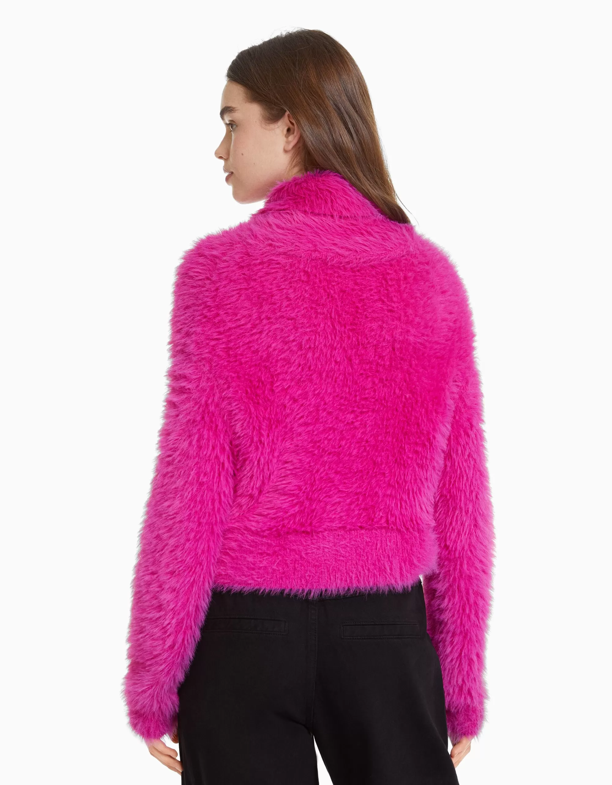 MUJER BERSHKA Jersey cuello alto pelo