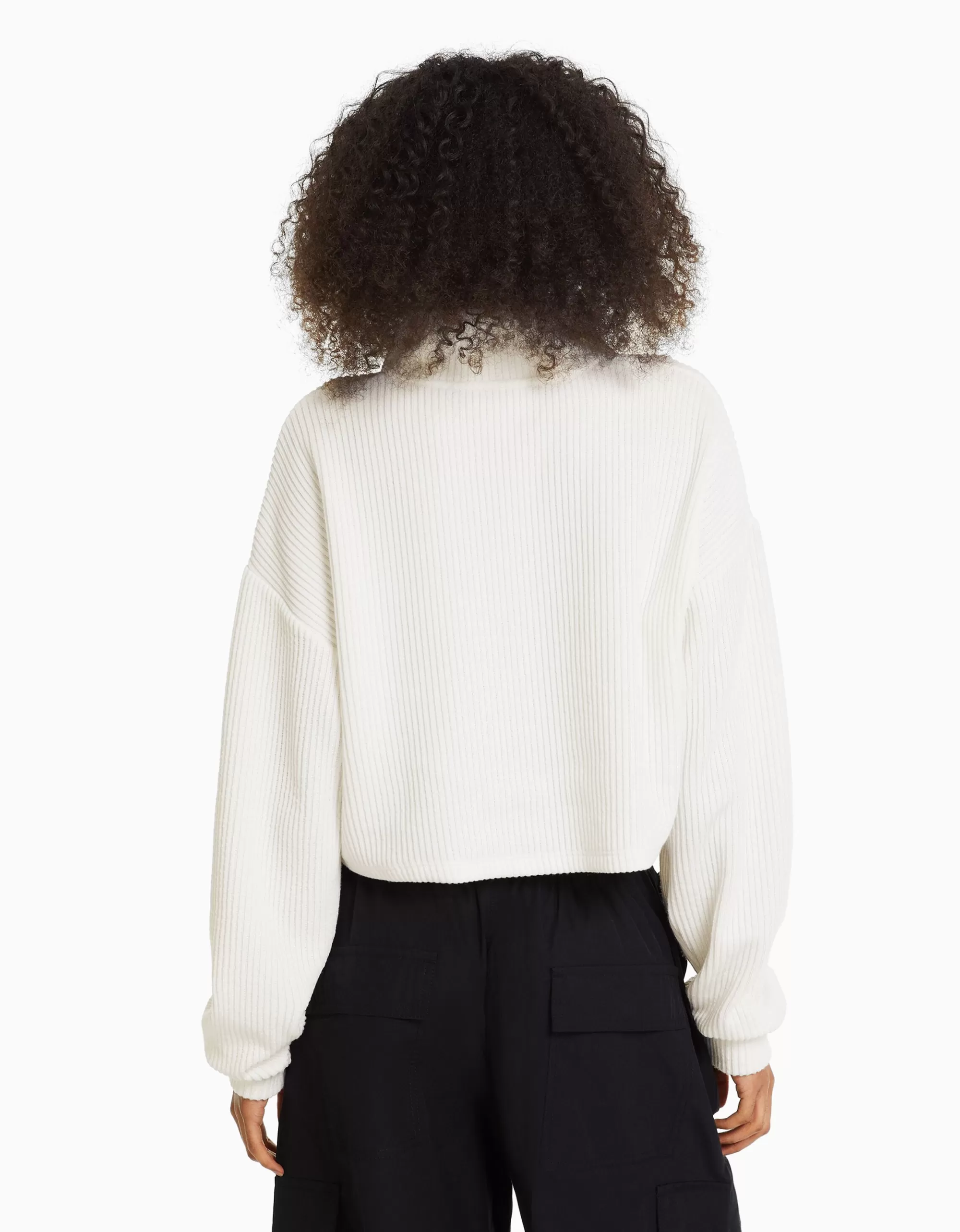 MUJER BERSHKA Jersey cuello alto punto cremallera