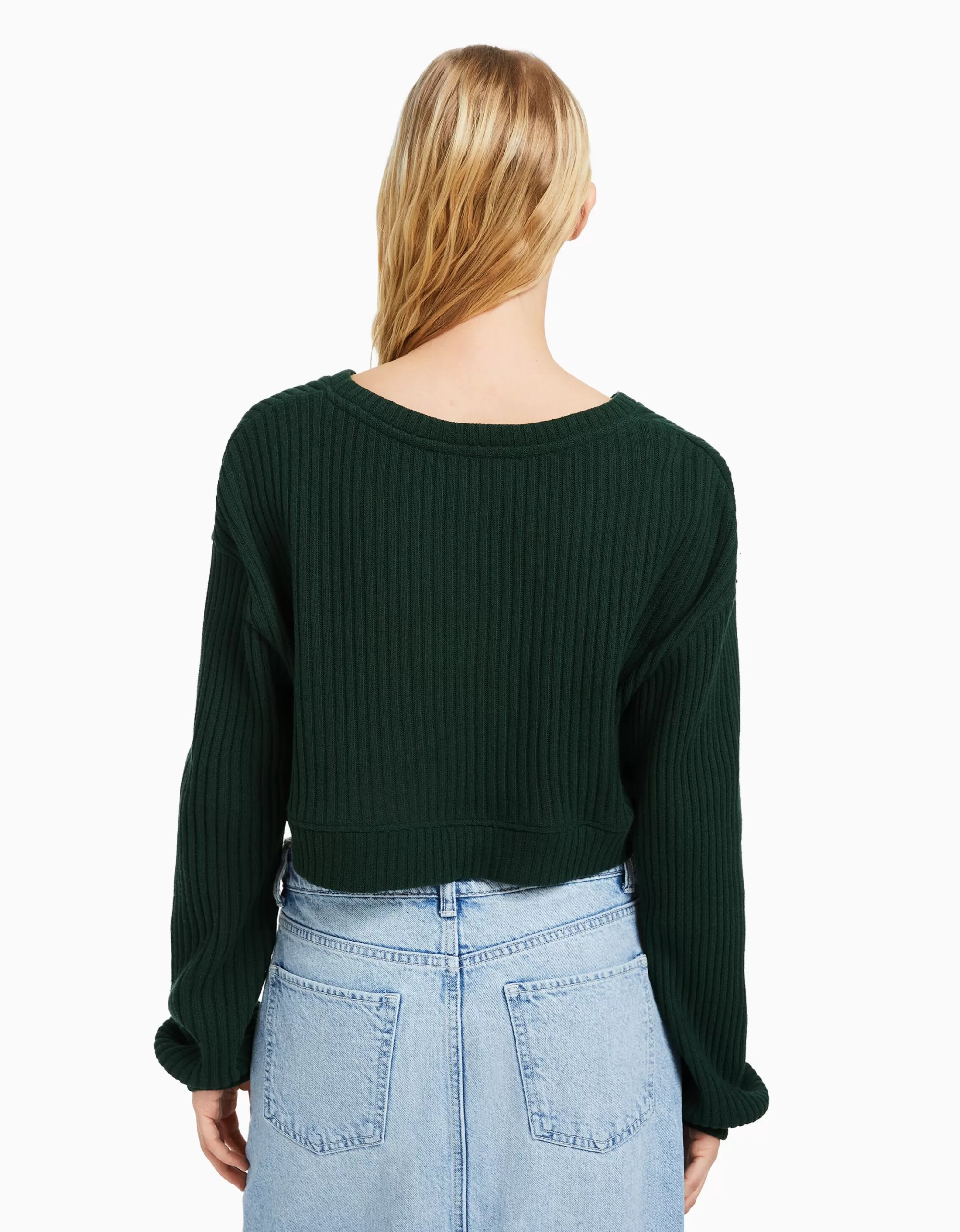 MUJER BERSHKA Jersey cuello pico