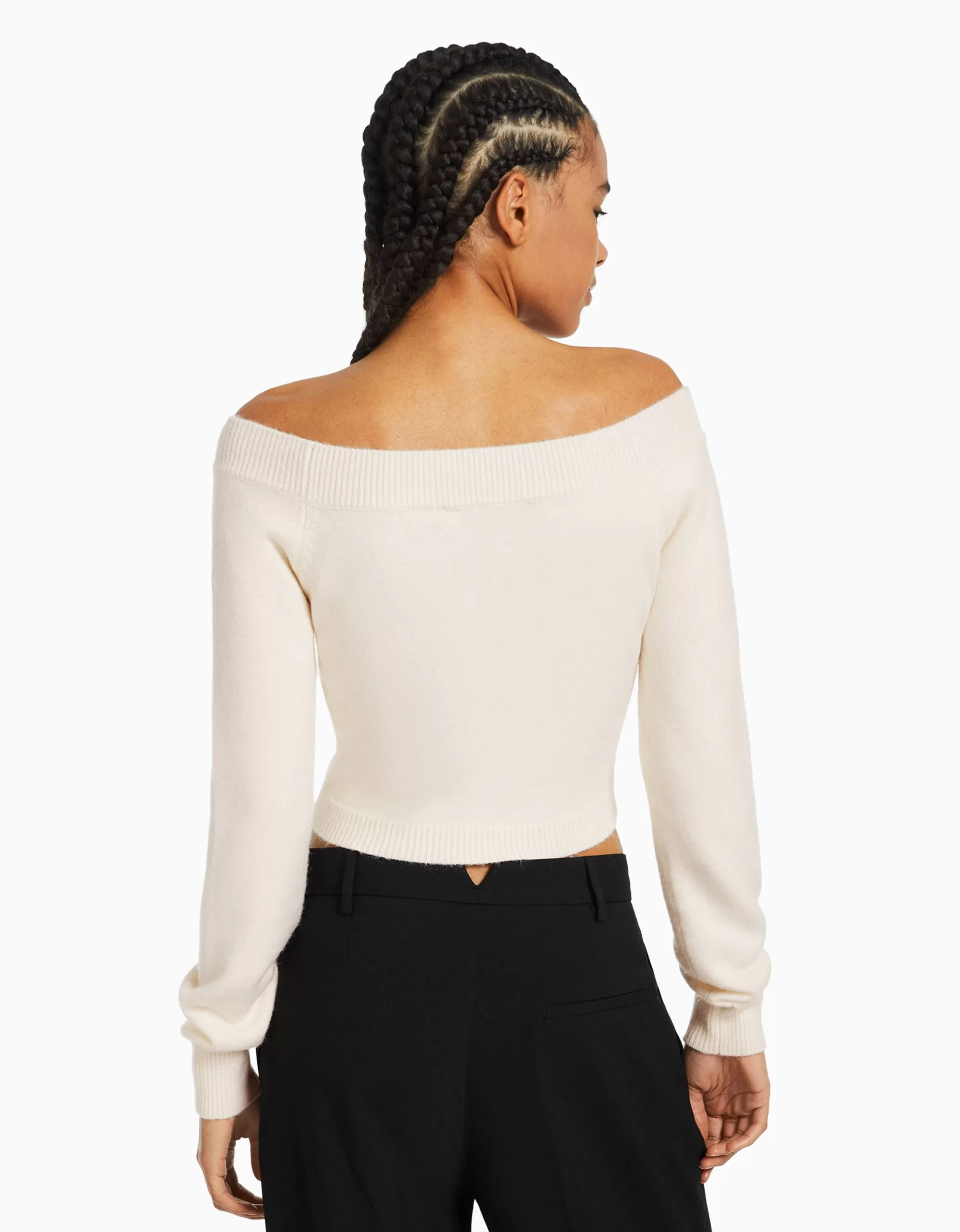 MUJER BERSHKA Jersey cuello pico cropped