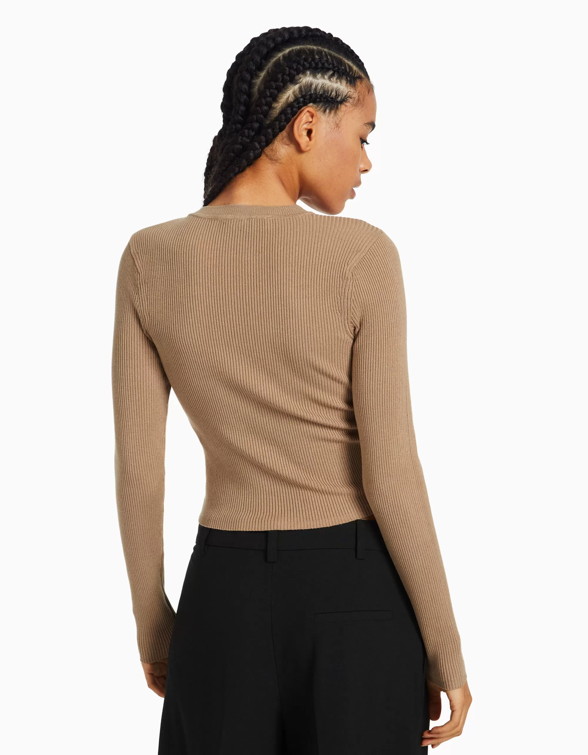MUJER BERSHKA Jersey cuello redondo