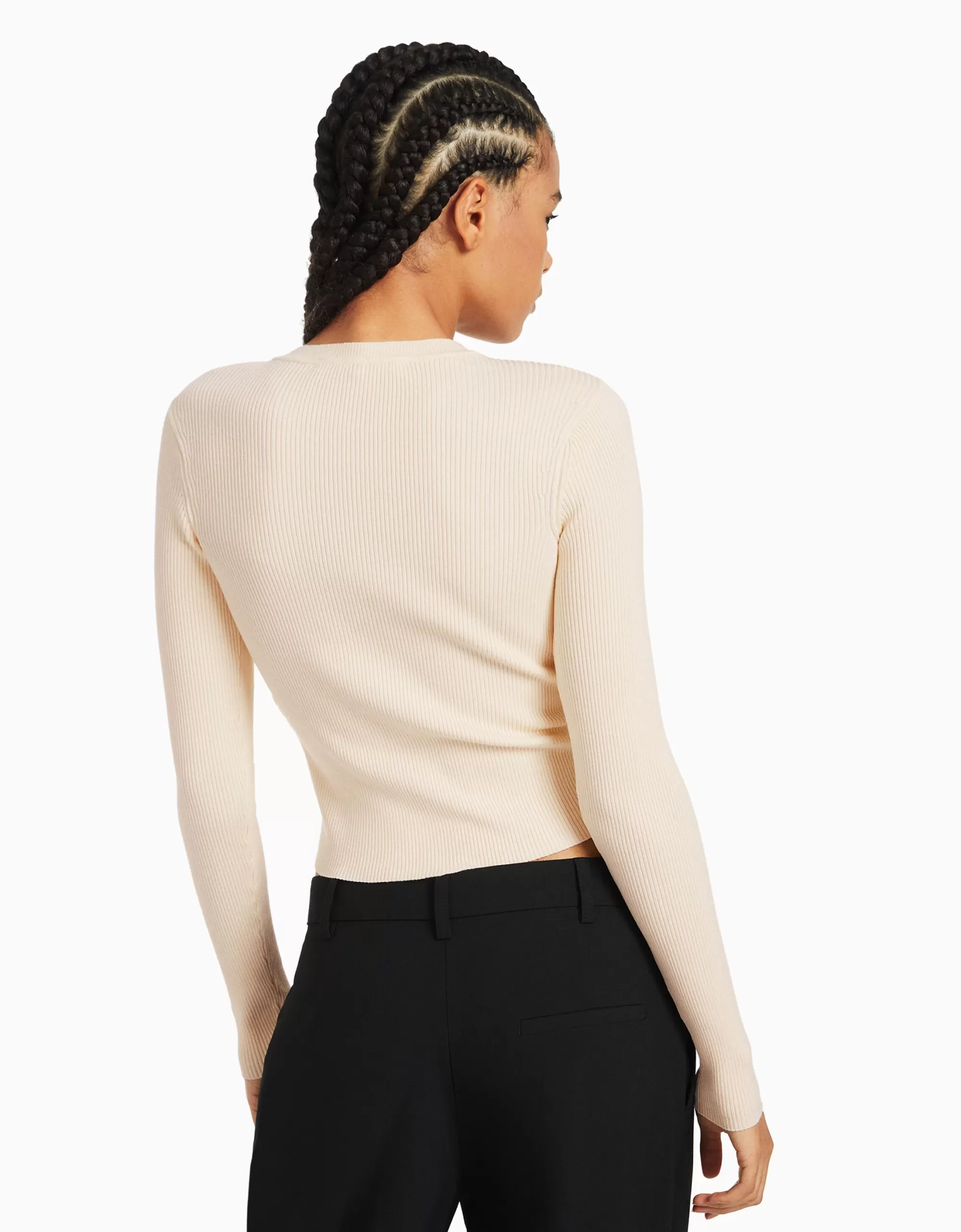 MUJER BERSHKA Jersey cuello redondo