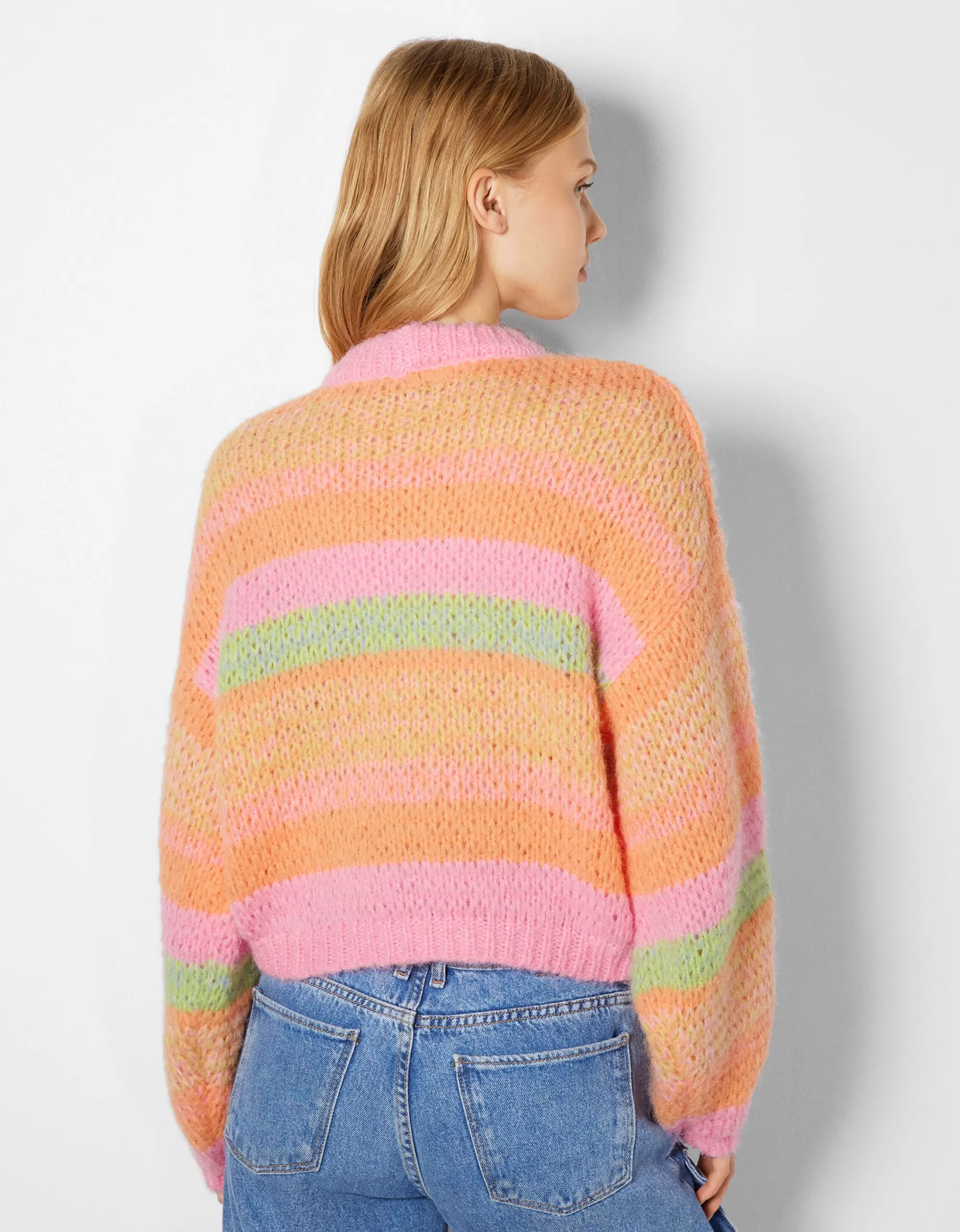 MUJER BERSHKA Jersey cuello redondo rayas