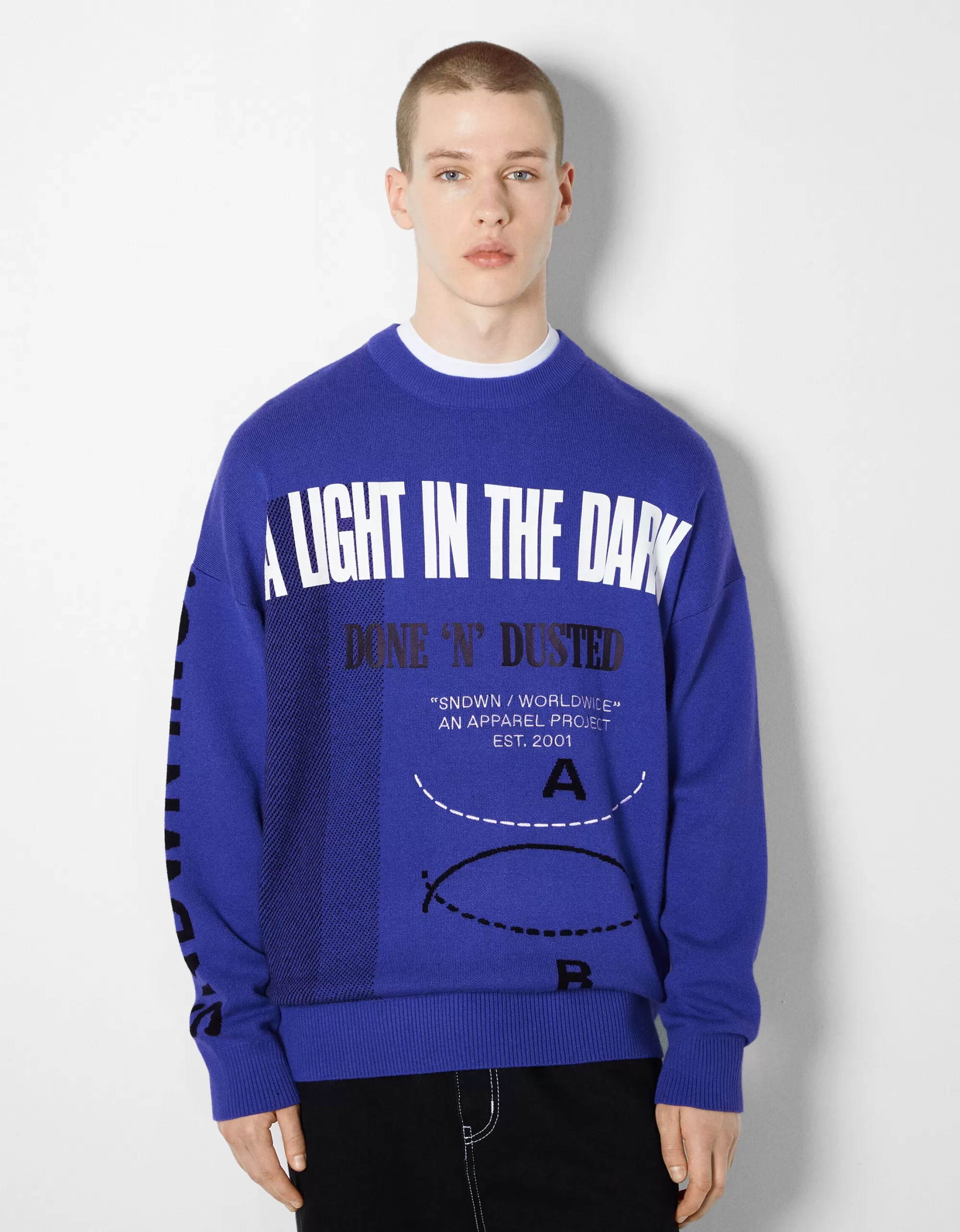 HOMBRE BERSHKA Jersey manga larga print