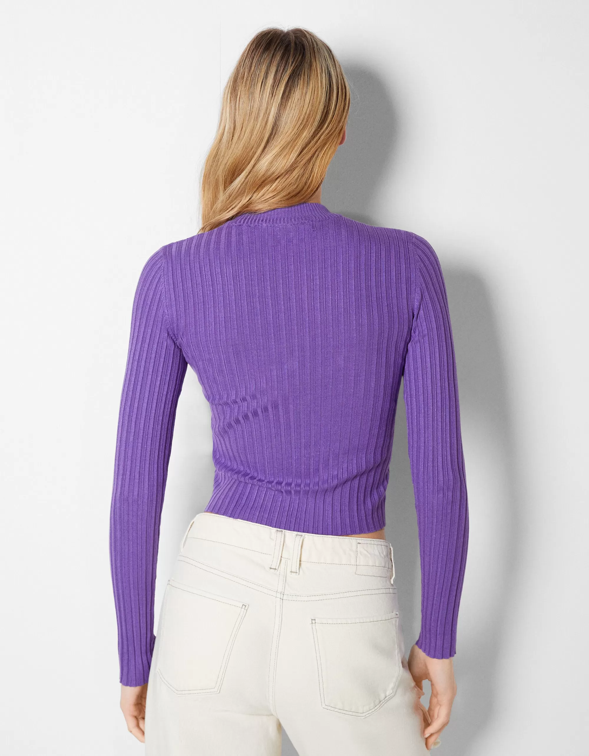 MUJER BERSHKA Jersey rib cuello alto