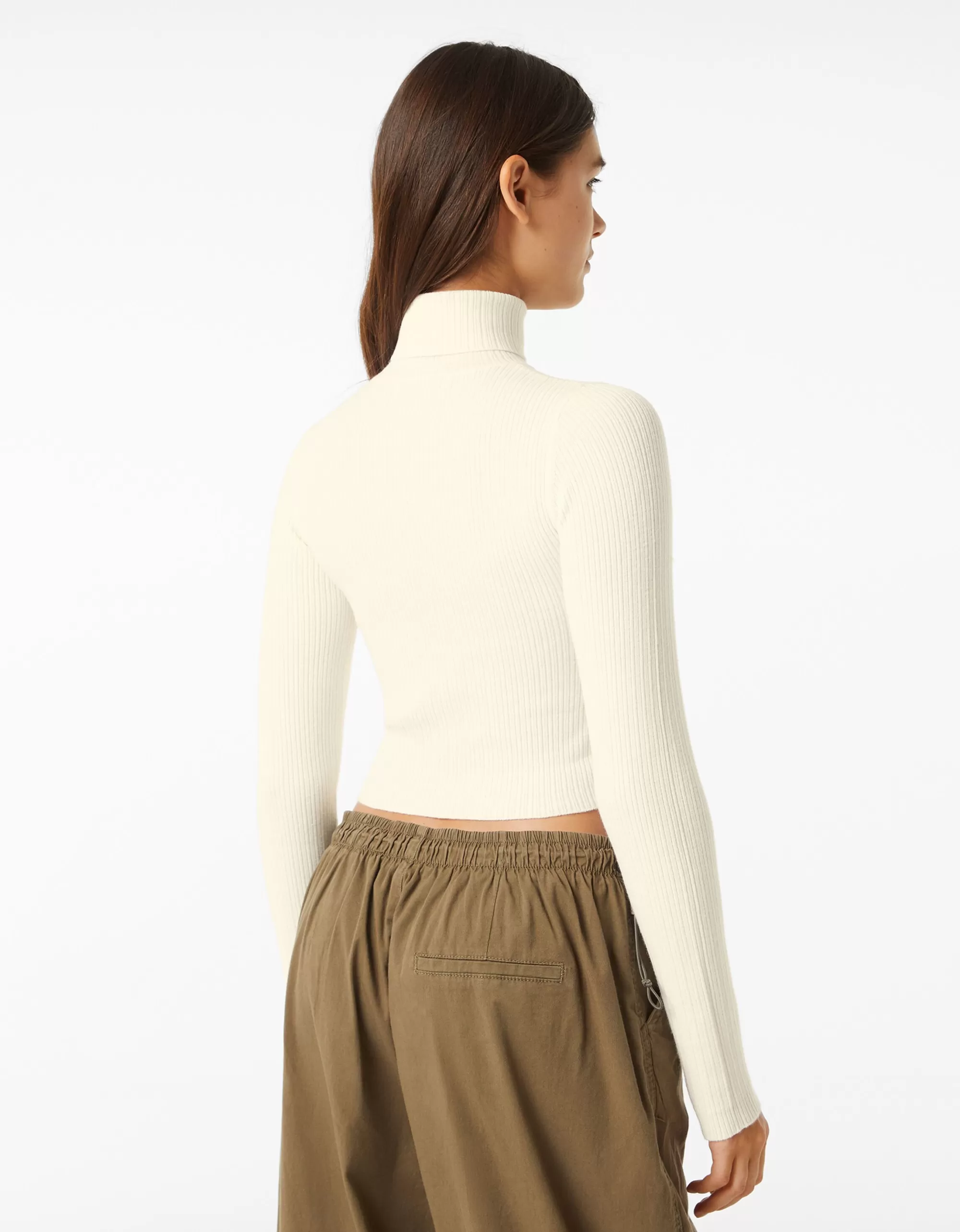 MUJER BERSHKA Jersey rib cuello alto