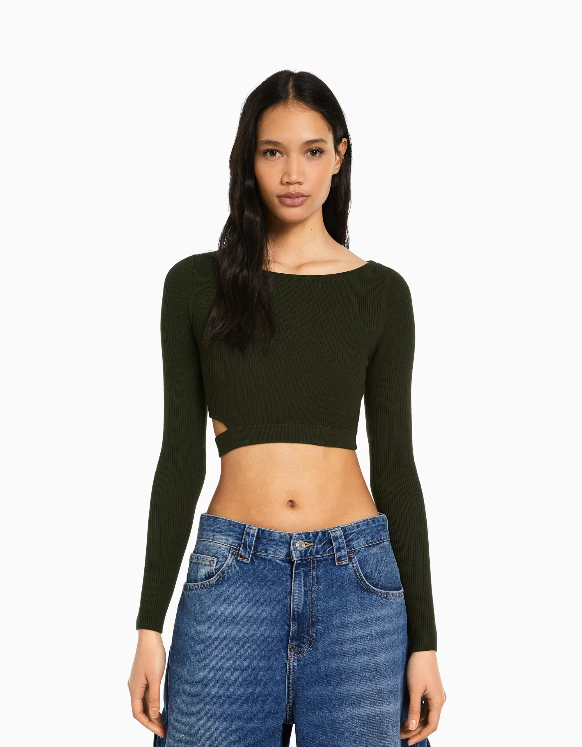 MUJER BERSHKA Jersey rib cut out