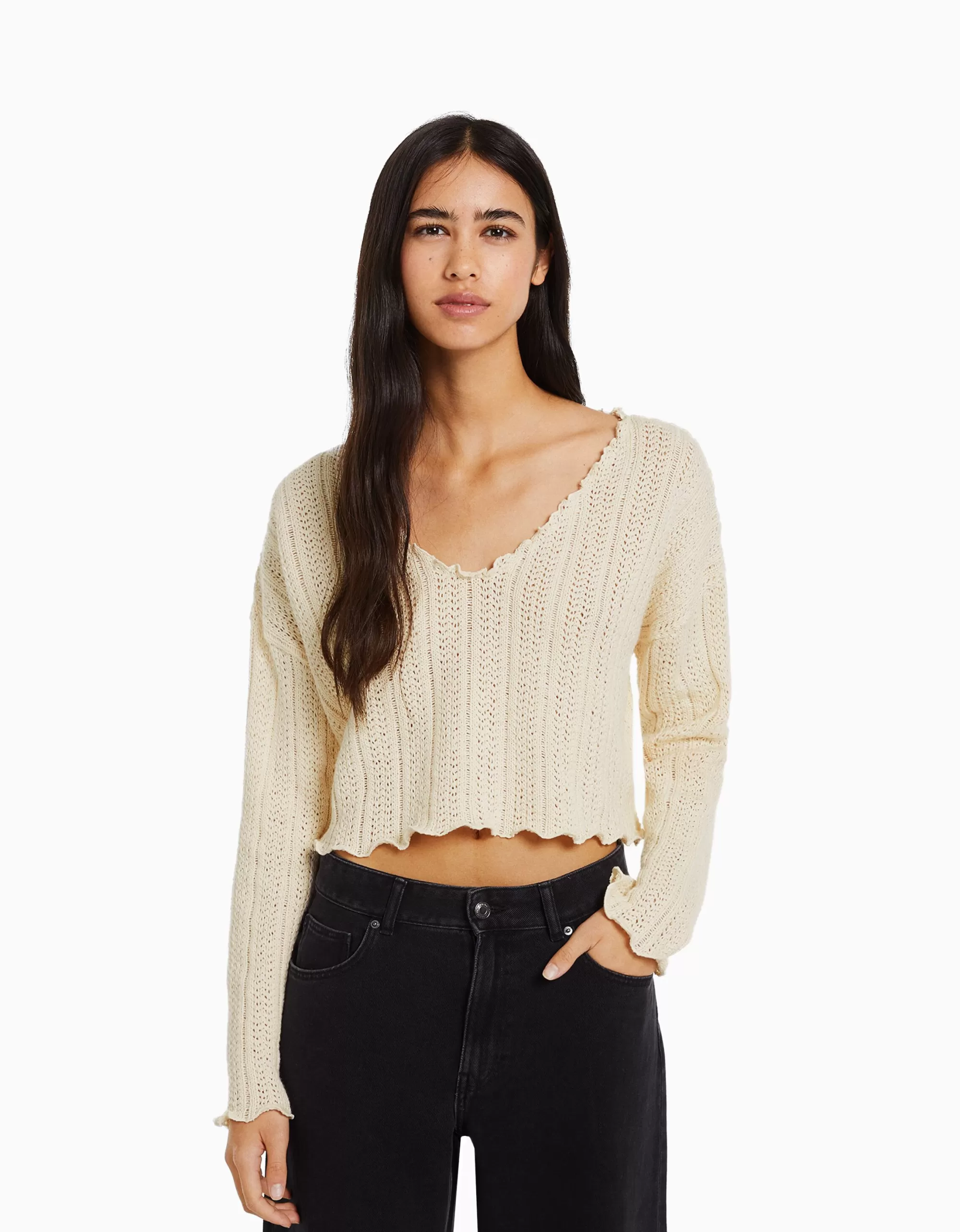 MUJER BERSHKA Jersey rústico